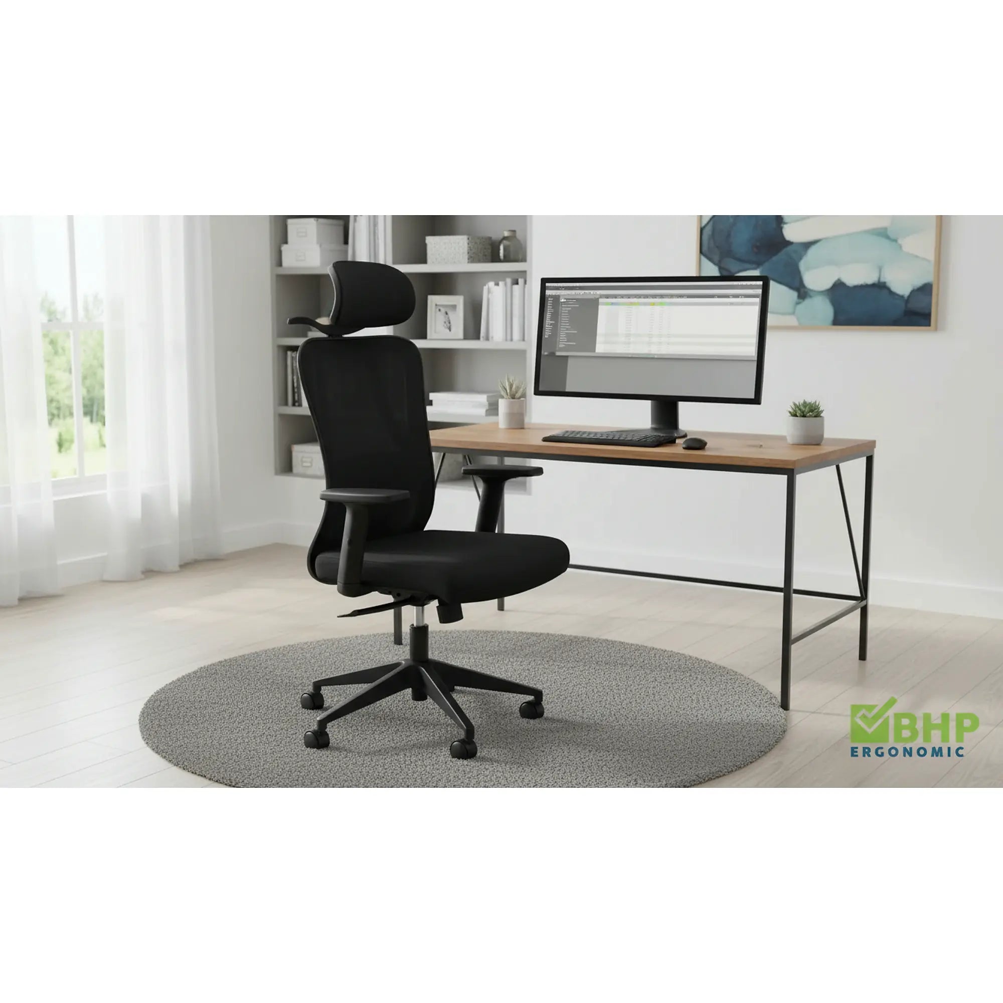 Scaun de birou Q-080 M, negru, 67x50x115/125 cm