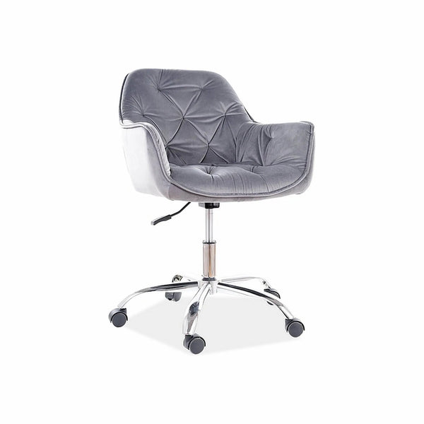 Scaun de birou Q-190, gri/crom, stofa catifelata/metal, 60x44x80/90 cm