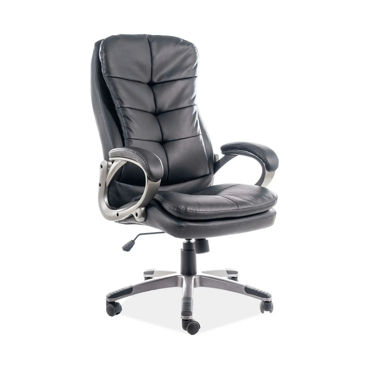 Scaun de birou Q-270, negru/crom, piele ecologica/metal, 66x50x114/124 cm