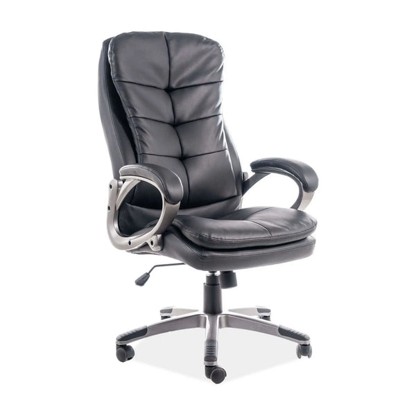 Scaun de birou Q-270, negru/crom, piele ecologica/metal, 66x50x114/124 cm