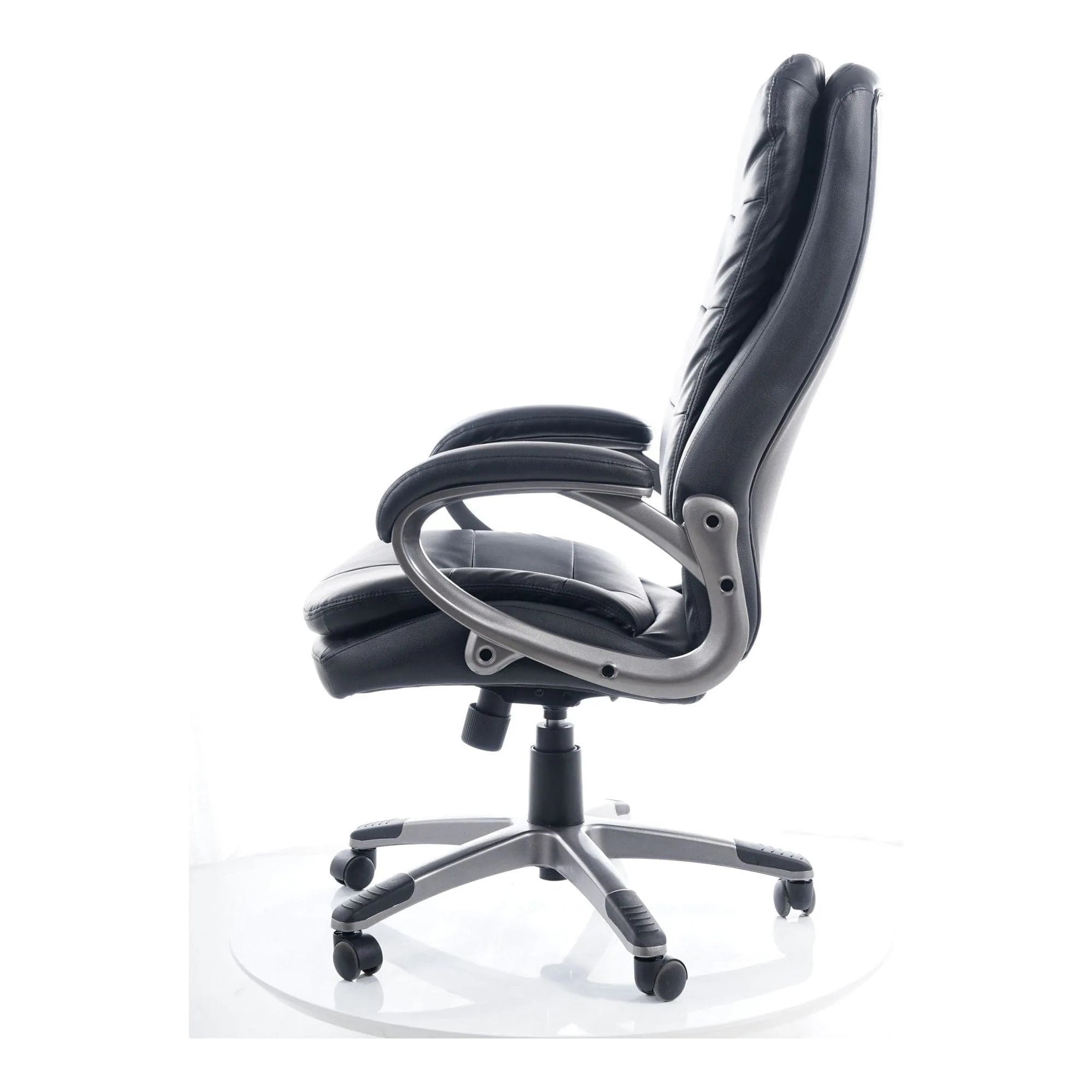 Scaun de birou Q-270, negru/crom, piele ecologica/metal, 66x50x114/124 cm