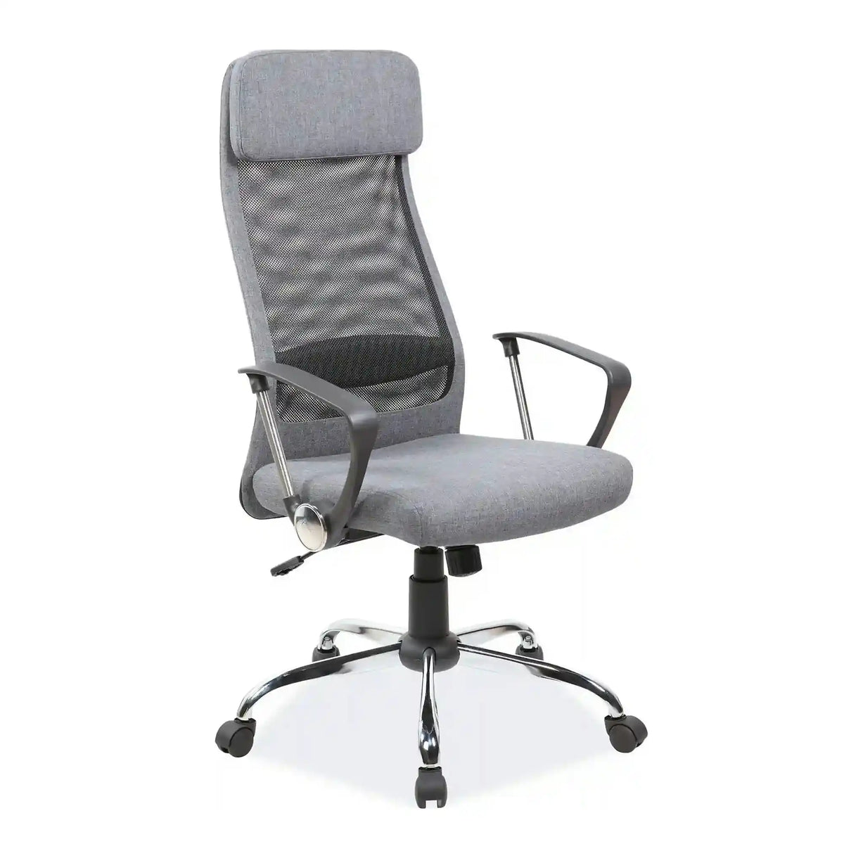 Scaun de birou Q-345, gri, stofa mesh/metal/plastic, 62x49x118/128 cm
