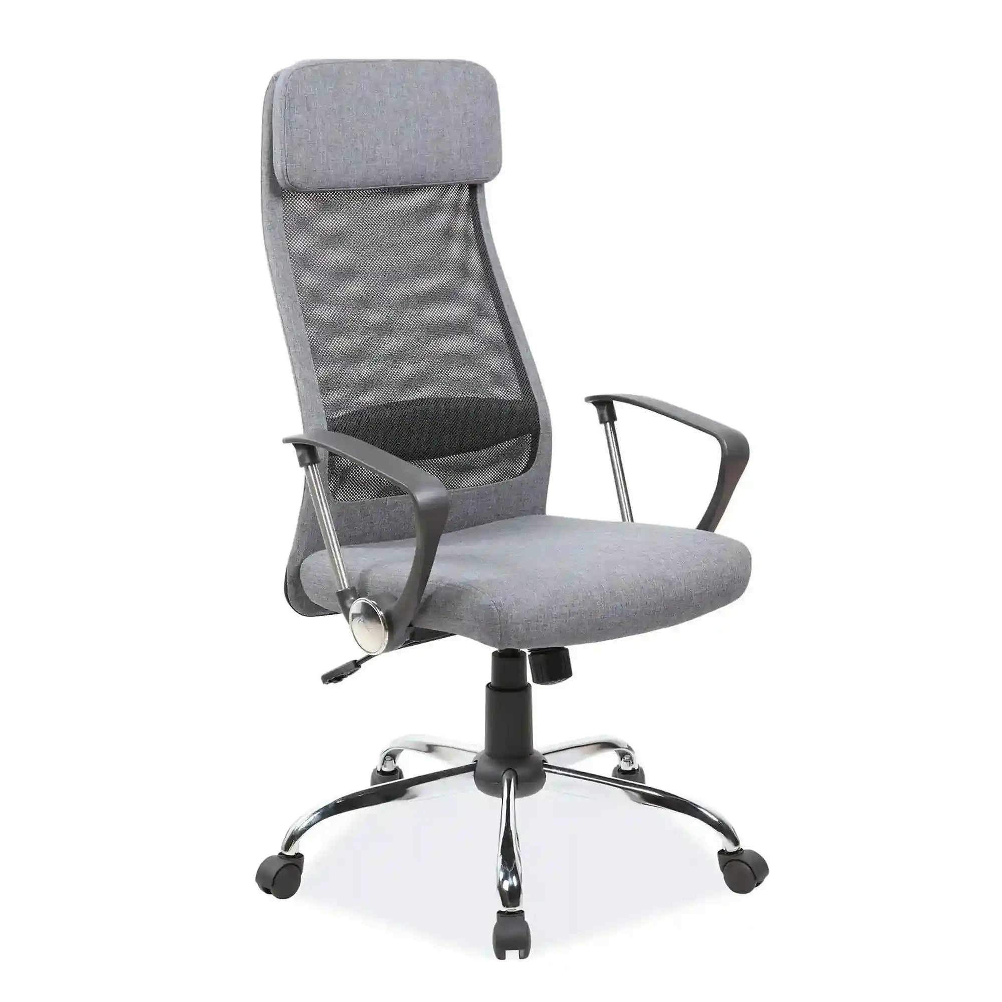 Scaun de birou Q-345, gri, stofa mesh/metal/plastic, 62x49x118/128 cm