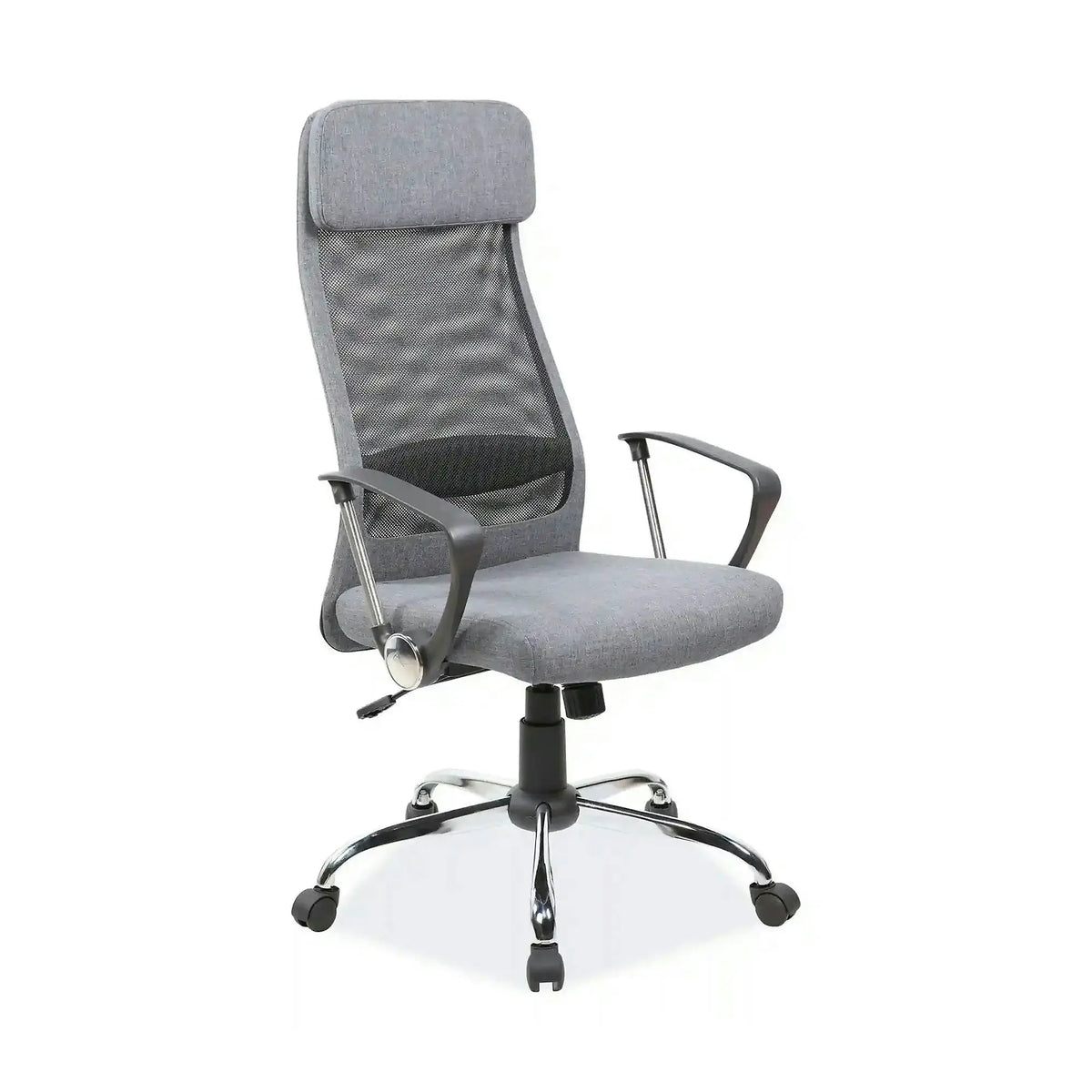 Scaun de birou Q-345, gri, stofa mesh/metal/plastic, 62x49x118/128 cm