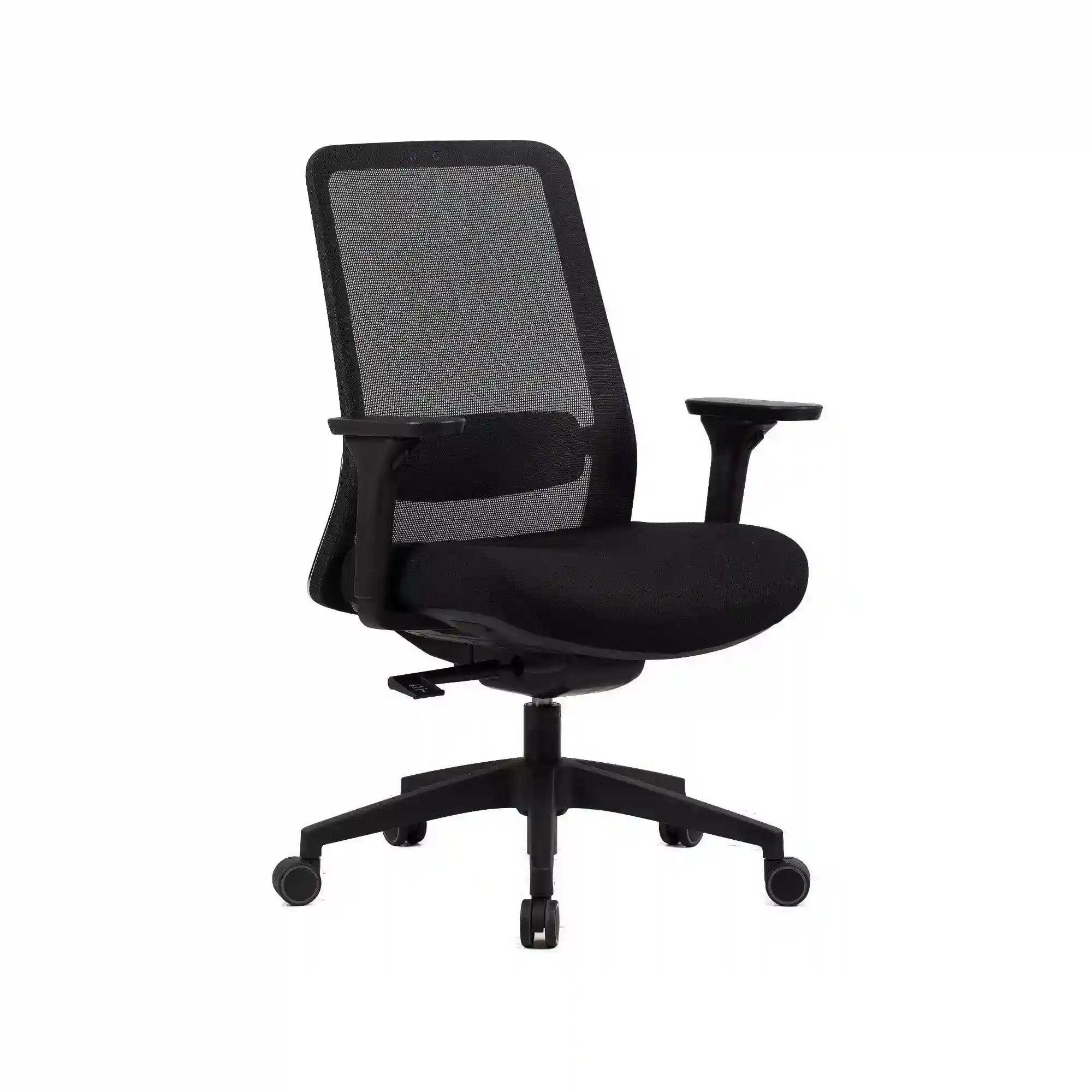 Scaun de birou Q-718, negru, stofa clasica/plasa, 62x50x98/108 cm