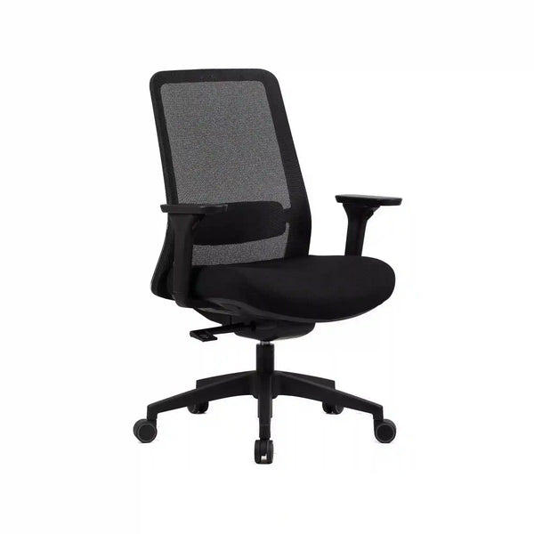 Scaun de birou Q-718, negru, stofa clasica/plasa, 62x50x98/108 cm