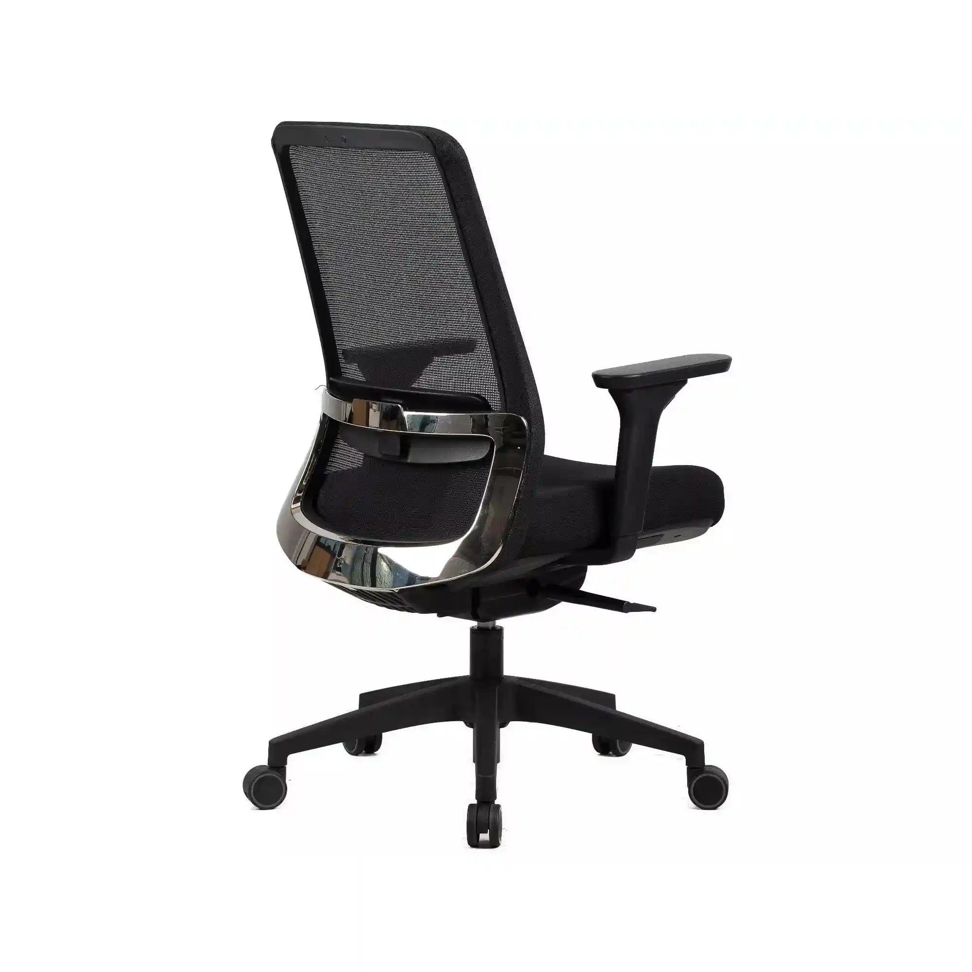 Scaun de birou Q-718, negru, stofa clasica/plasa, 62x50x98/108 cm