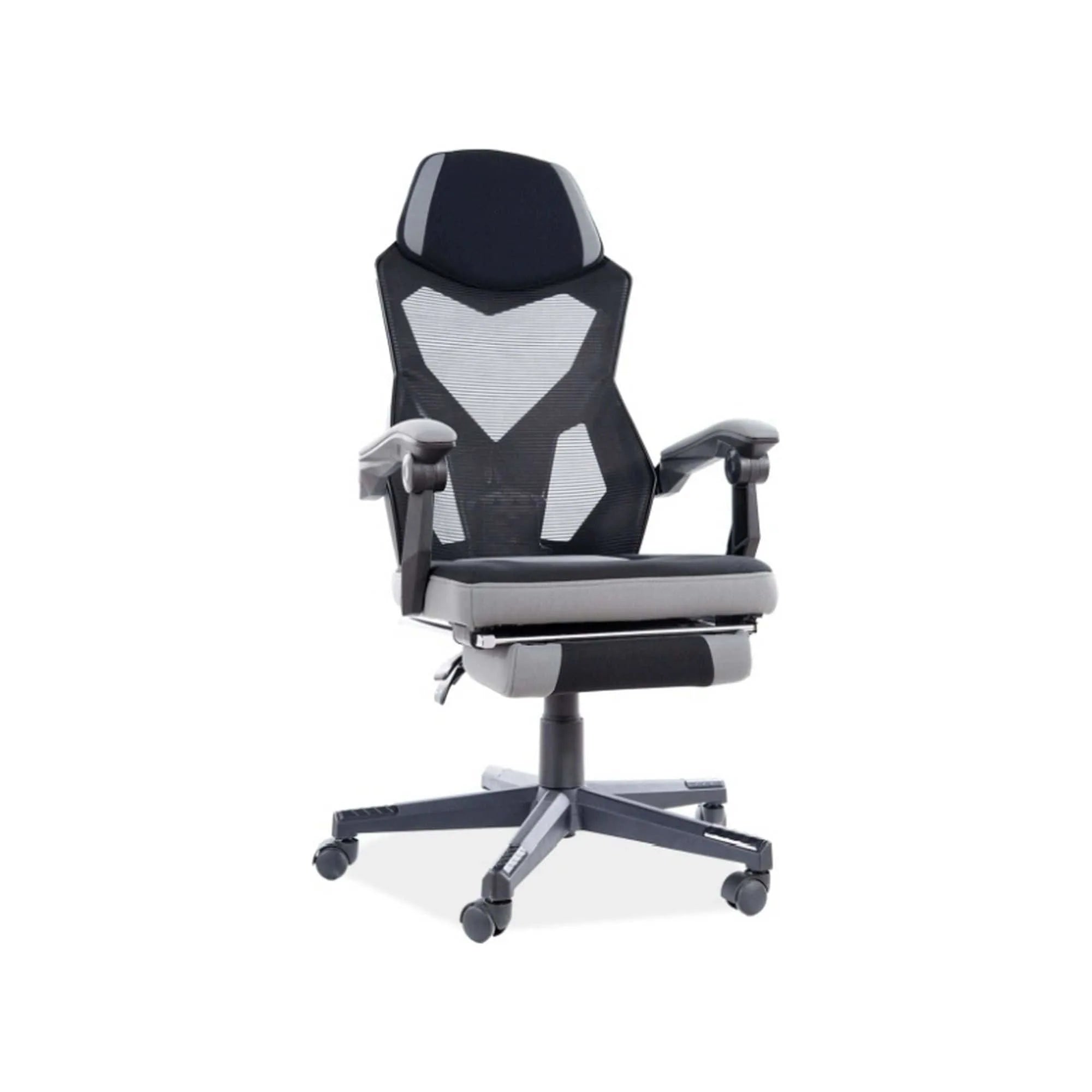 Scaun de birou Q-939, negru/gri, stofa/metal, 56x48x108/120 cm