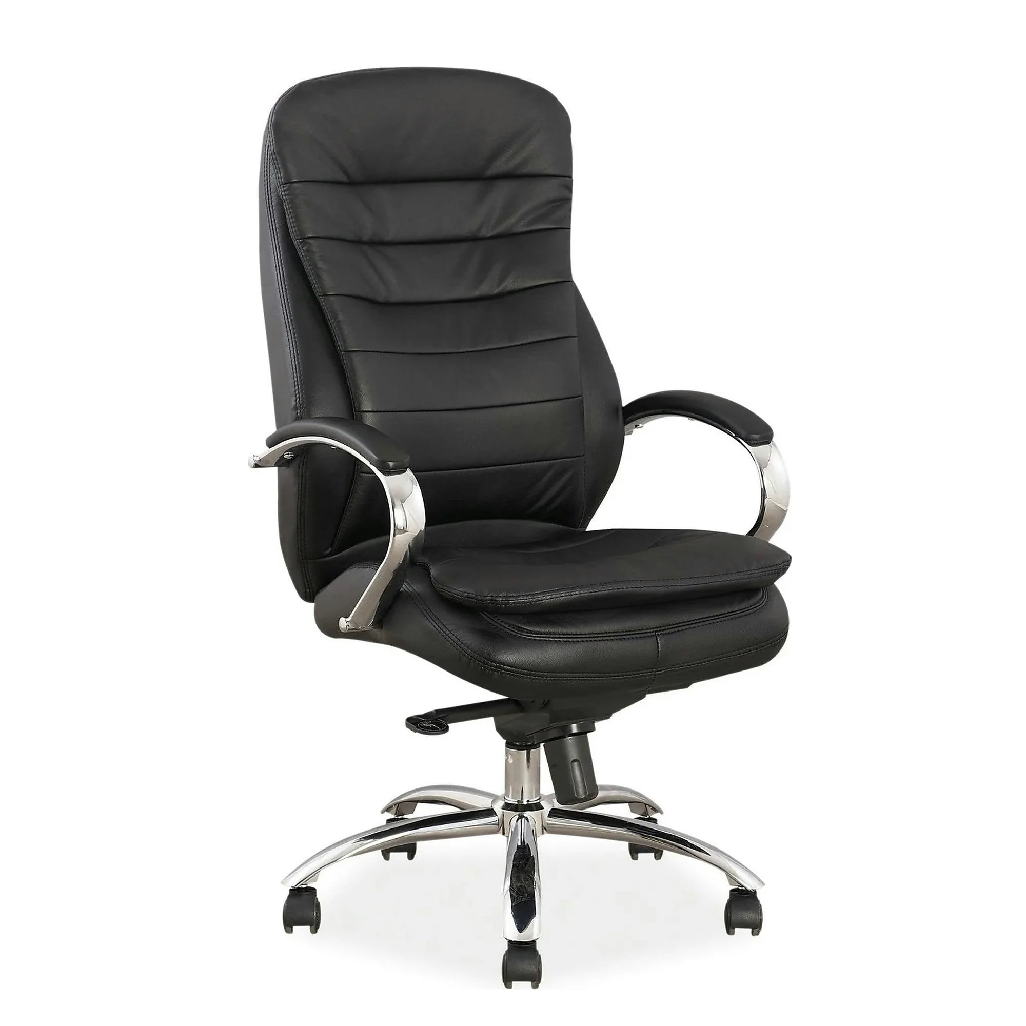 Scaun de birou Q154, negru, piele ecologica/metal, 65x53x116/122 cm