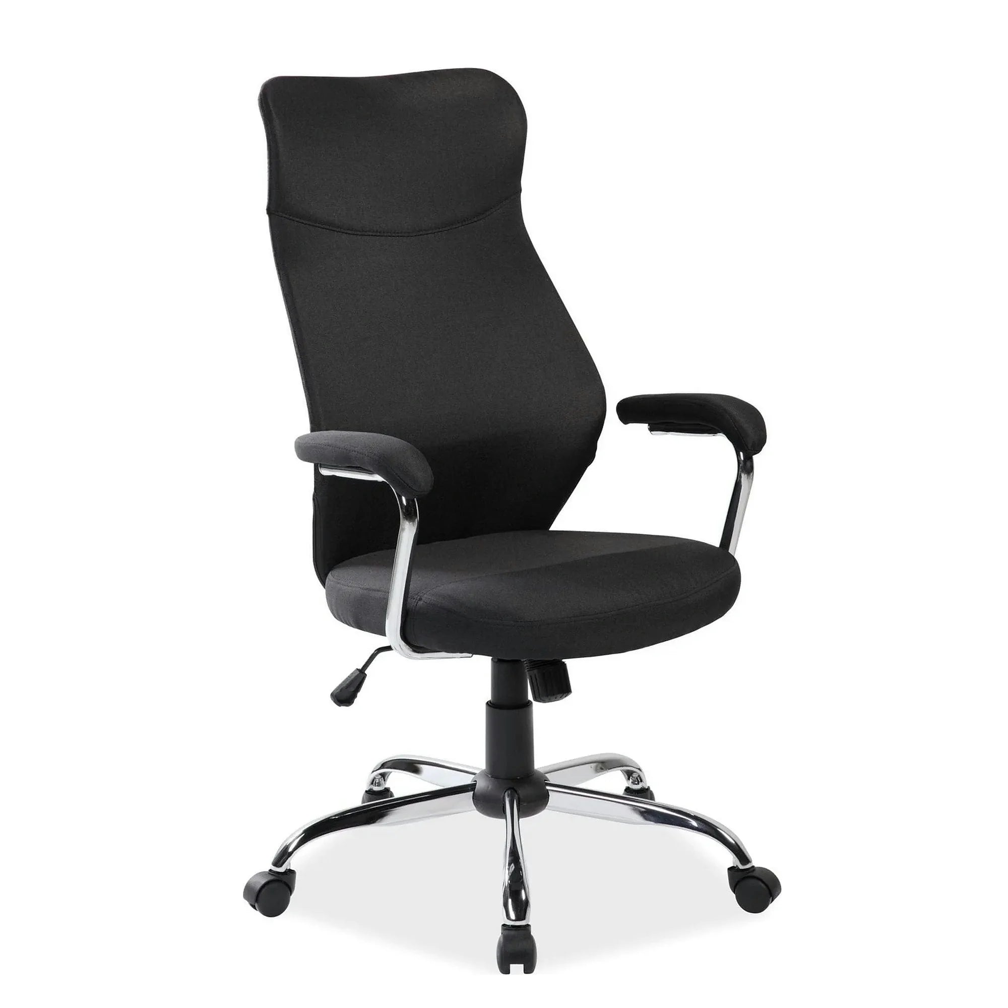 Scaun de birou Q319, negru/crom, stofa/metal/plastic, 64x52x112/122 cm
