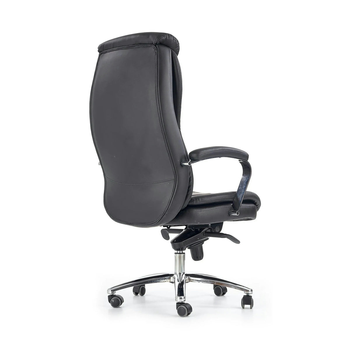 Scaun de birou QUAD, negru, piele ecologica perforata, metal, 63x70x124/132 cm