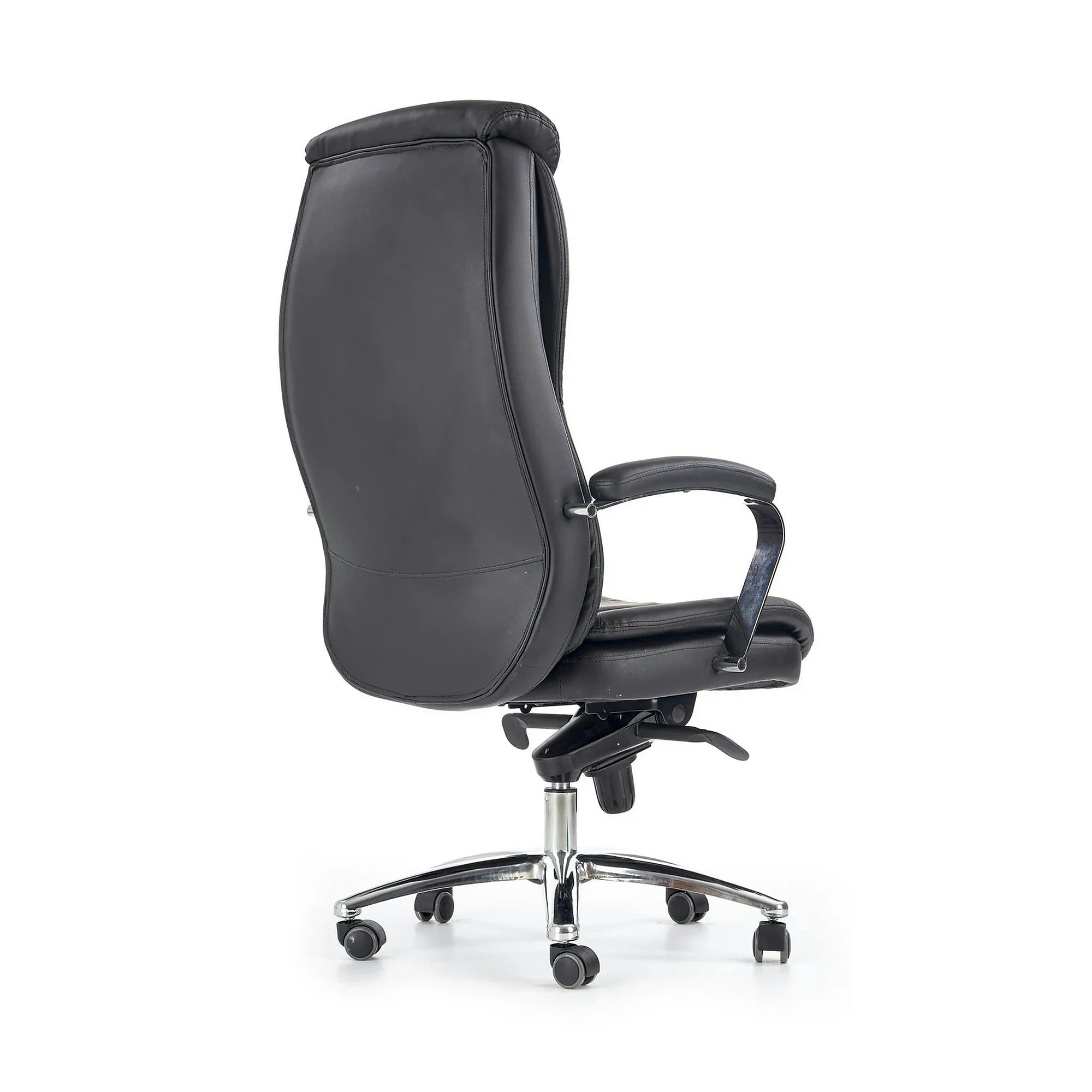 Scaun de birou QUAD, negru, piele ecologica perforata, metal, 63x70x124/132 cm