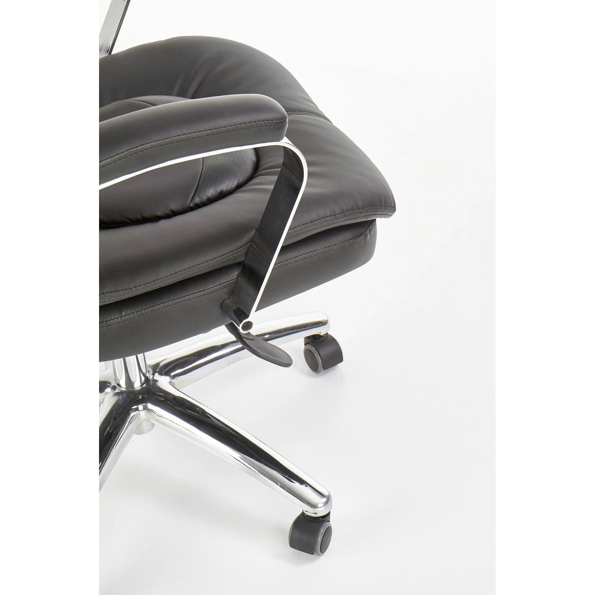 Scaun de birou QUAD, negru, piele ecologica perforata, metal, 63x70x124/132 cm