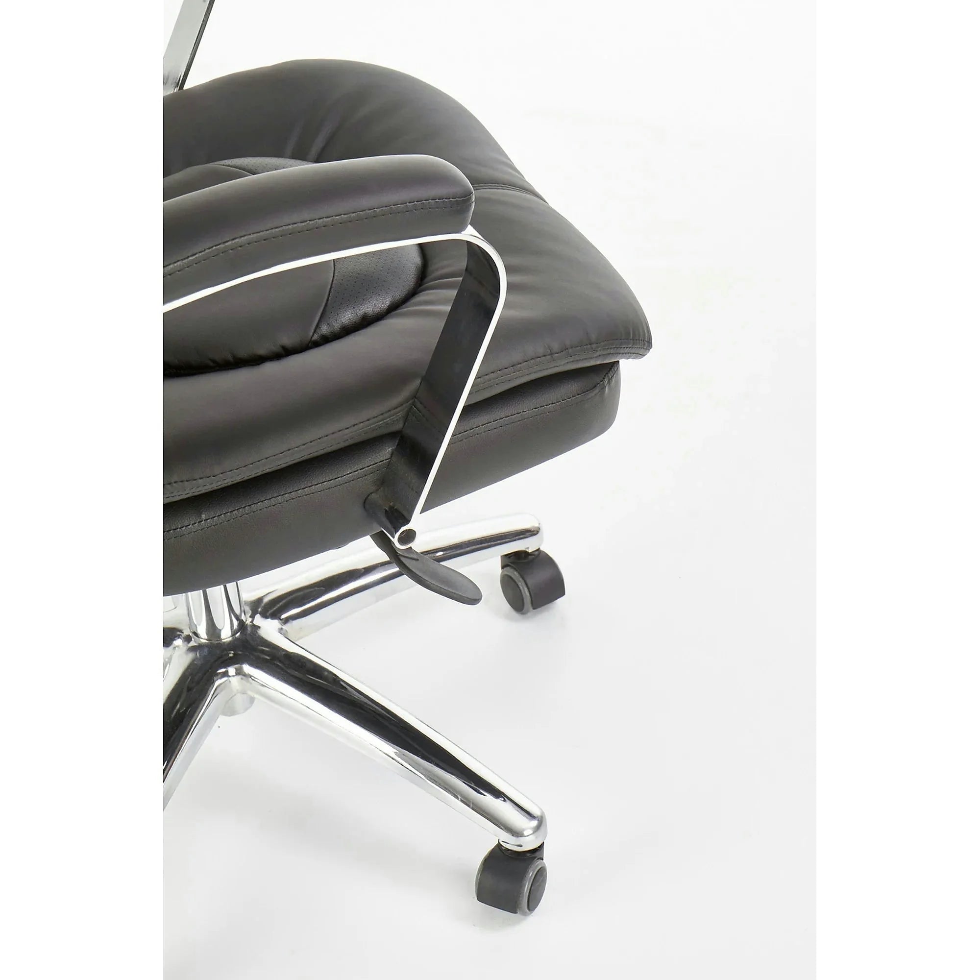 Scaun de birou QUAD, negru, piele ecologica perforata, metal, 63x70x124/132 cm