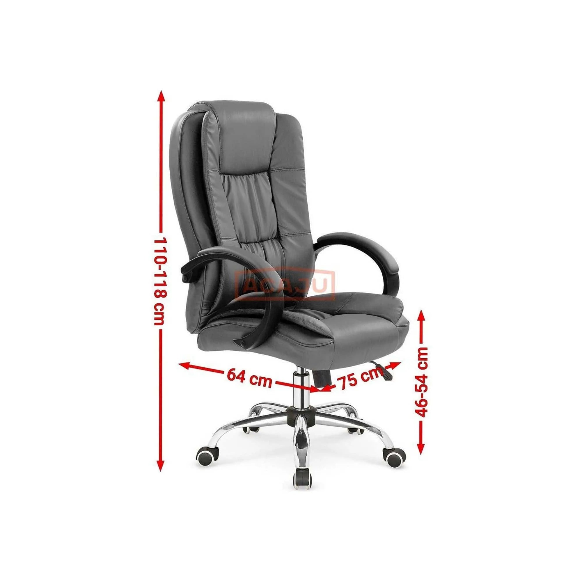 Scaun de birou RELAX, gri, piele ecologica, 64x75x110/118 cm