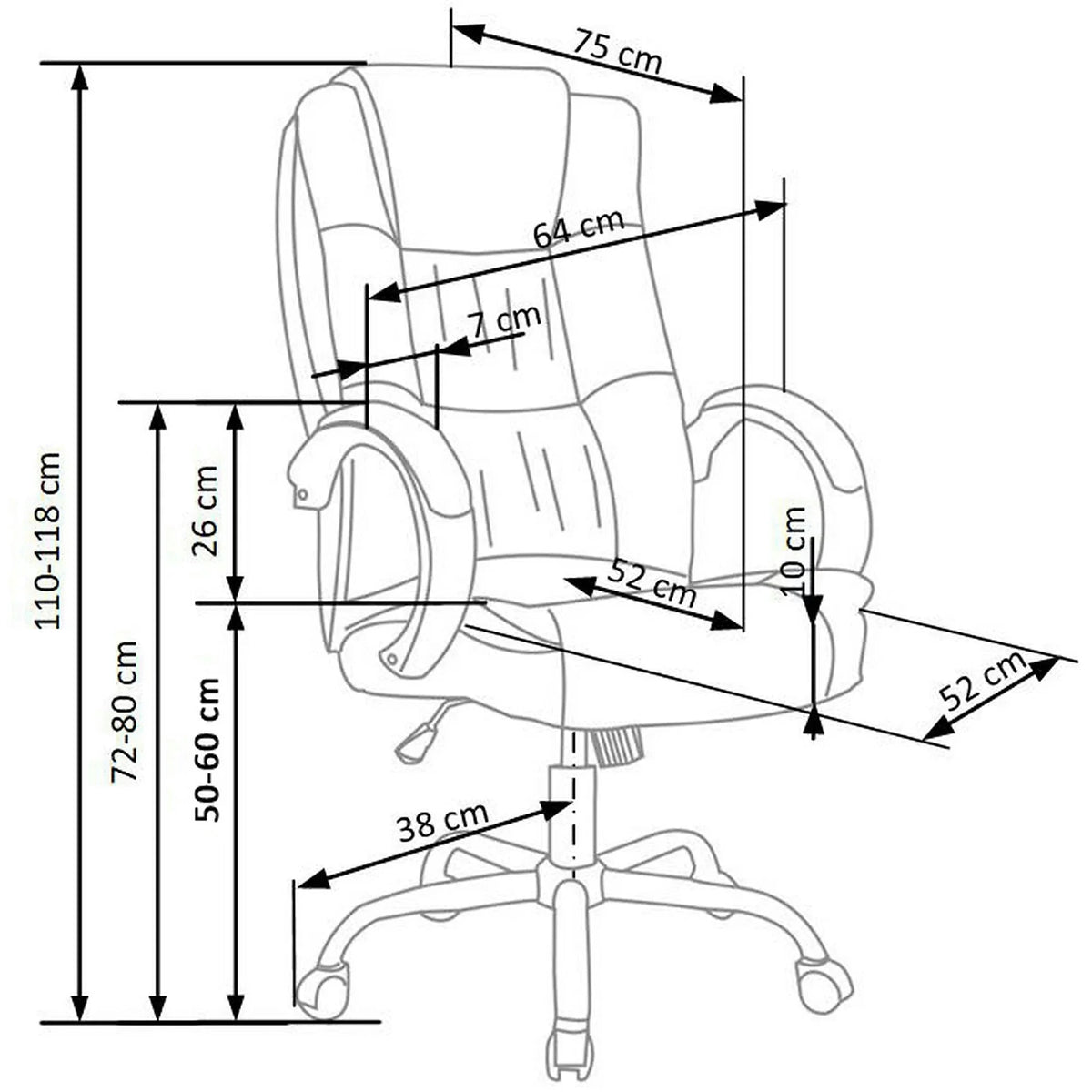 Scaun de birou RELAX, maro inchis, piele ecologica, 64x75x110/118 cm