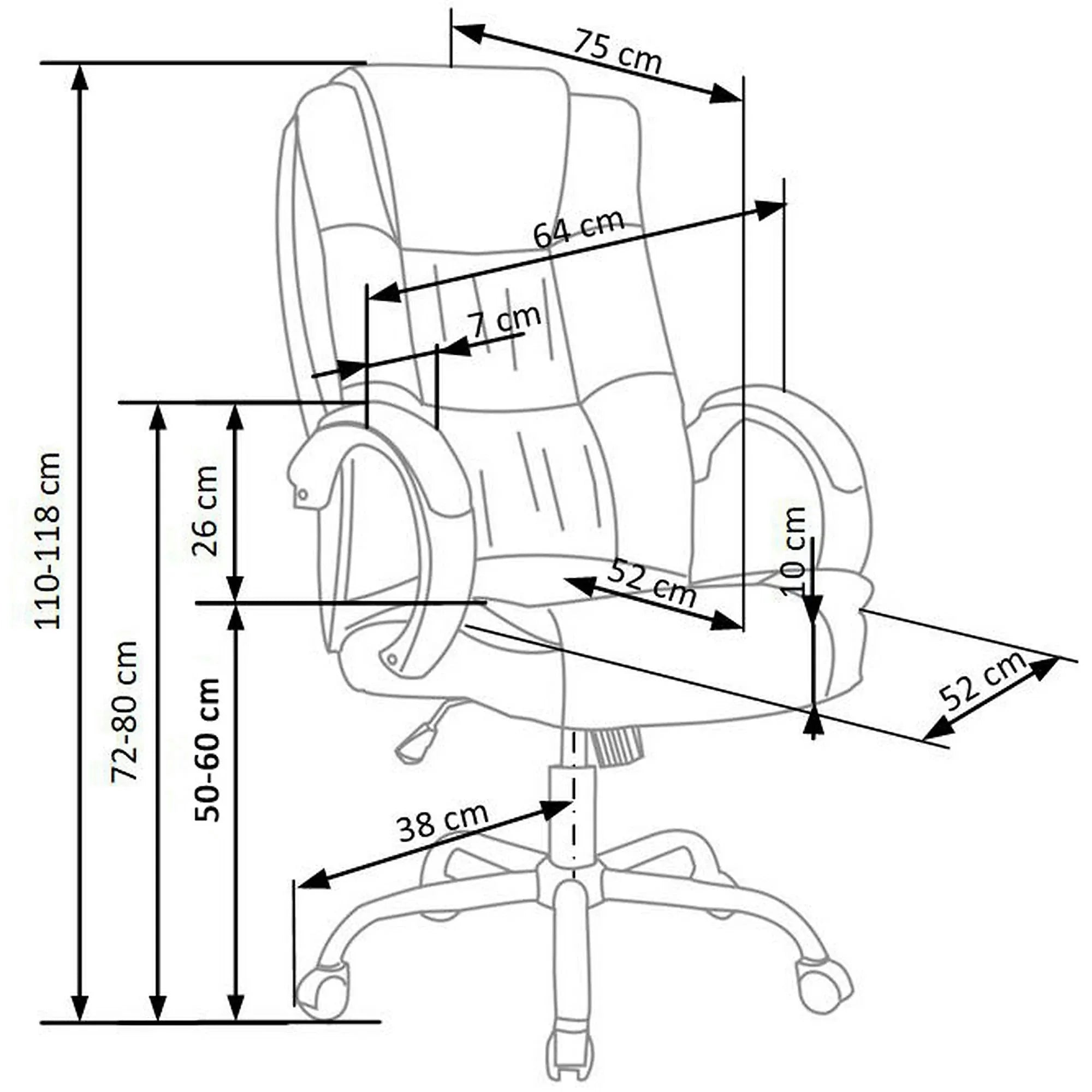 Scaun de birou RELAX, maro inchis, piele ecologica, 64x75x110/118 cm