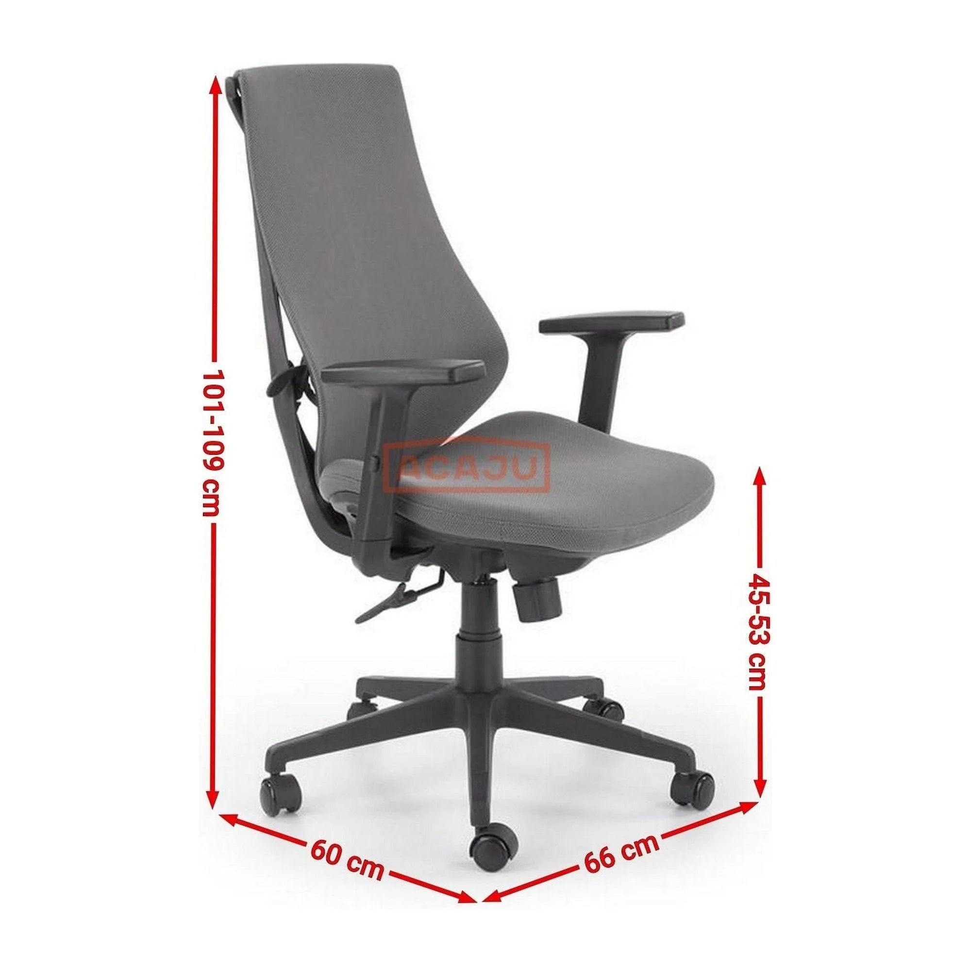Scaun de birou RUBIO, gri, stofa, 66x60x101/109 cm