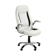 Scaun de birou SATURN, alb, piele ecologica perforata, 67x65x112/120 cm