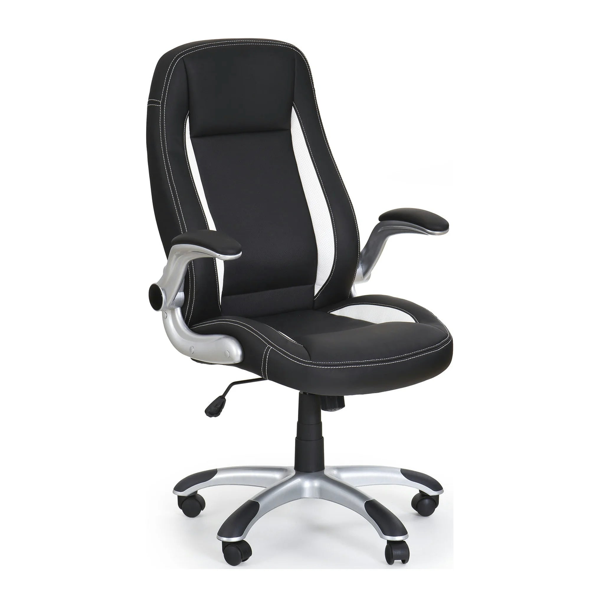 Scaun de birou SATURN, negru, piele ecologica perforata, 67x65x112/120 cm