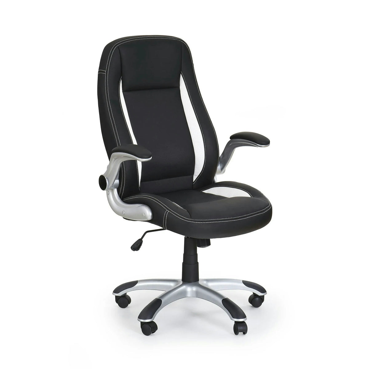 Scaun de birou SATURN, negru, piele ecologica perforata, 67x65x112/120 cm