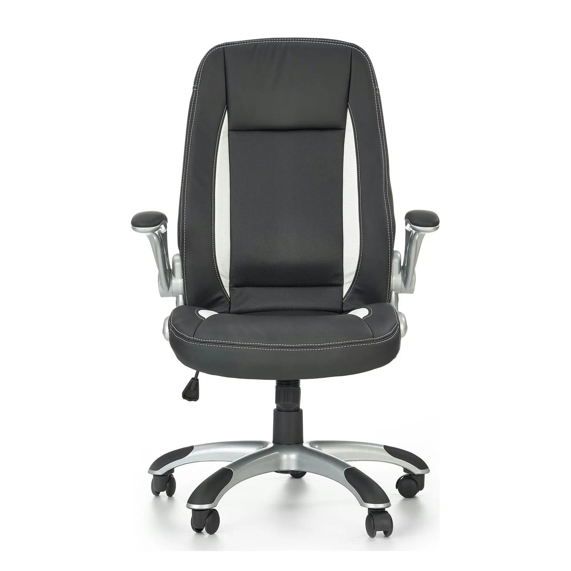 Scaun de birou SATURN, negru, piele ecologica perforata, 67x65x112/120 cm