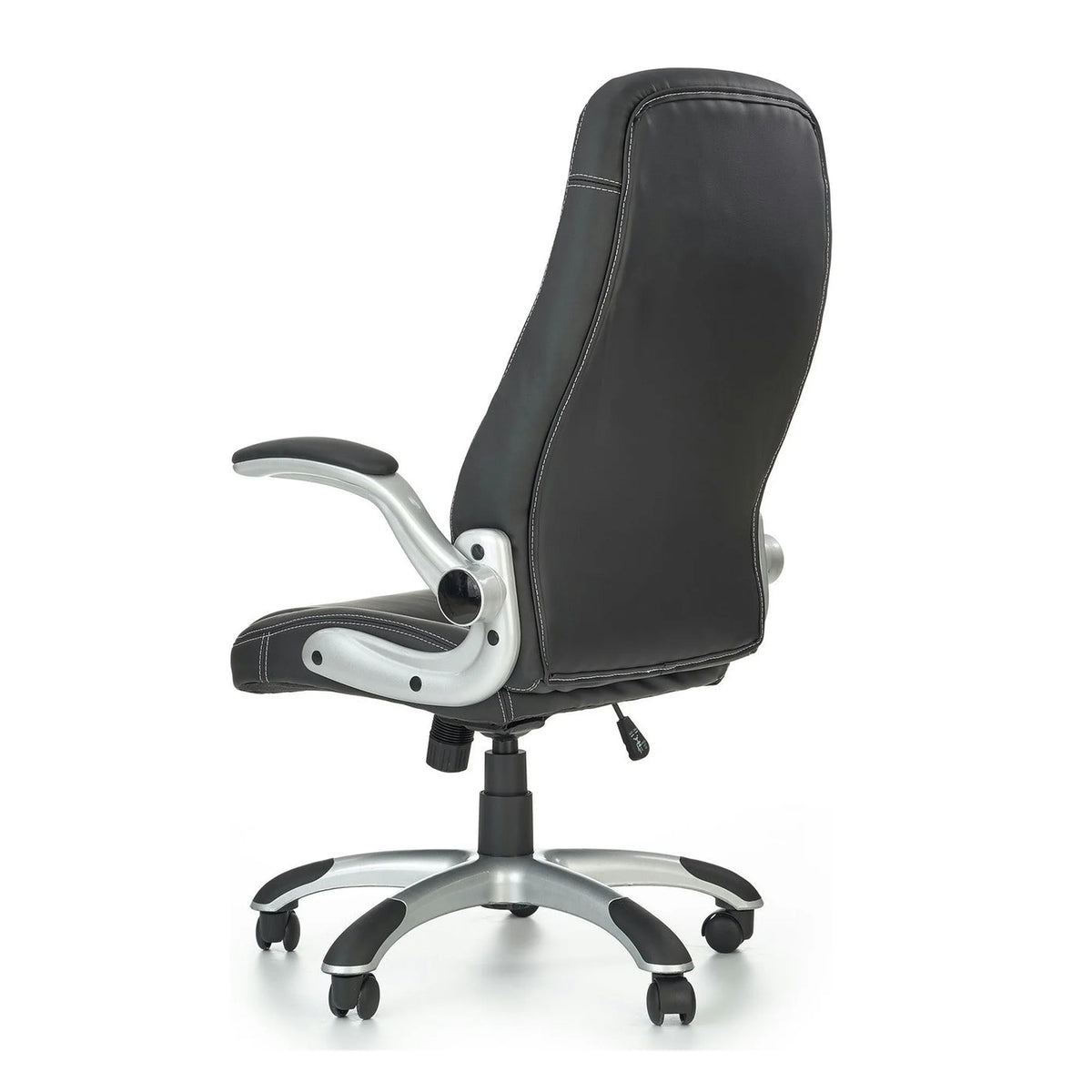 Scaun de birou SATURN, negru, piele ecologica perforata, 67x65x112/120 cm