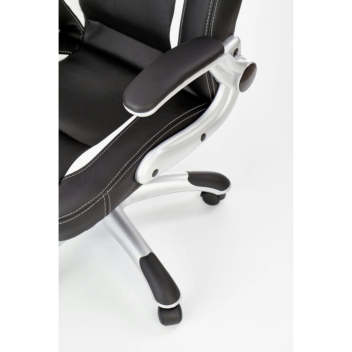 Scaun de birou SATURN, negru, piele ecologica perforata, 67x65x112/120 cm
