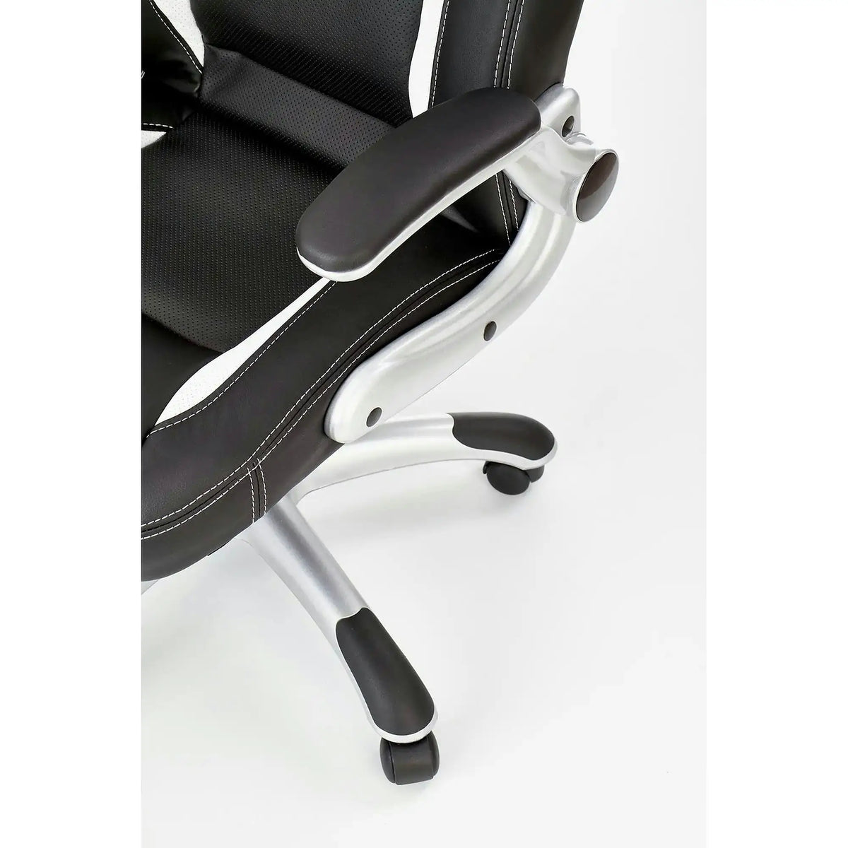 Scaun de birou SATURN, negru, piele ecologica perforata, 67x65x112/120 cm