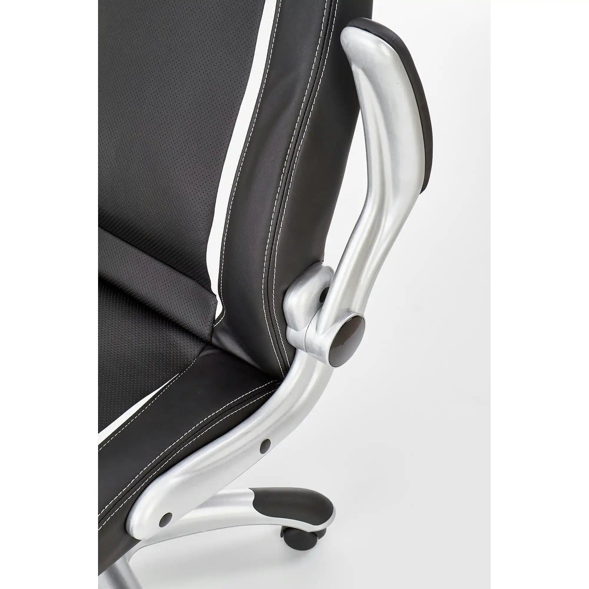 Scaun de birou SATURN, negru, piele ecologica perforata, 67x65x112/120 cm