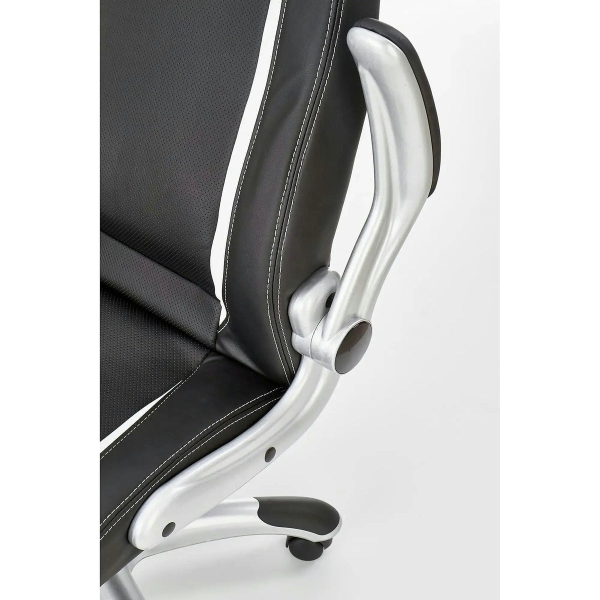 Scaun de birou SATURN, negru, piele ecologica perforata, 67x65x112/120 cm