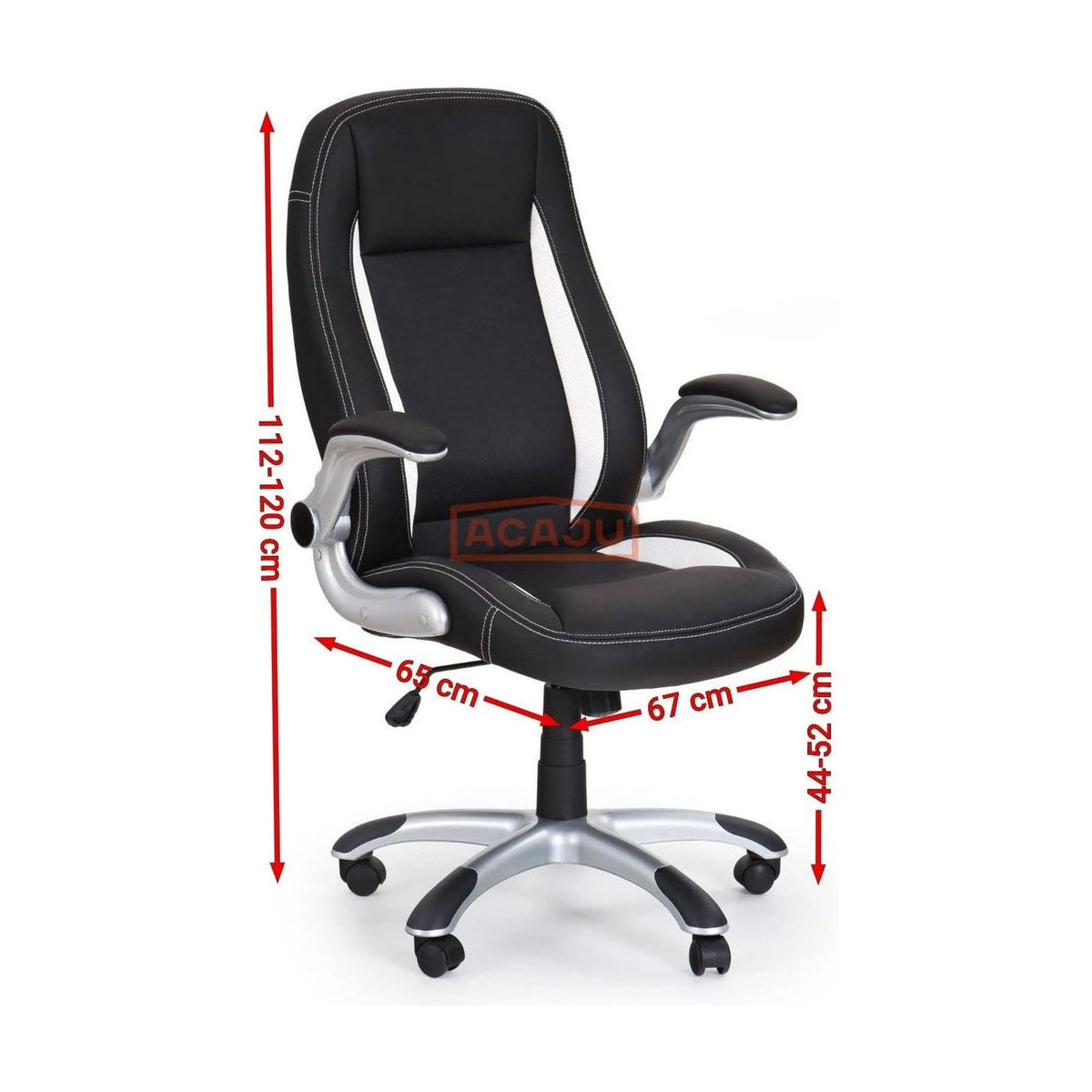 Scaun de birou SATURN, negru, piele ecologica perforata, 67x65x112/120 cm