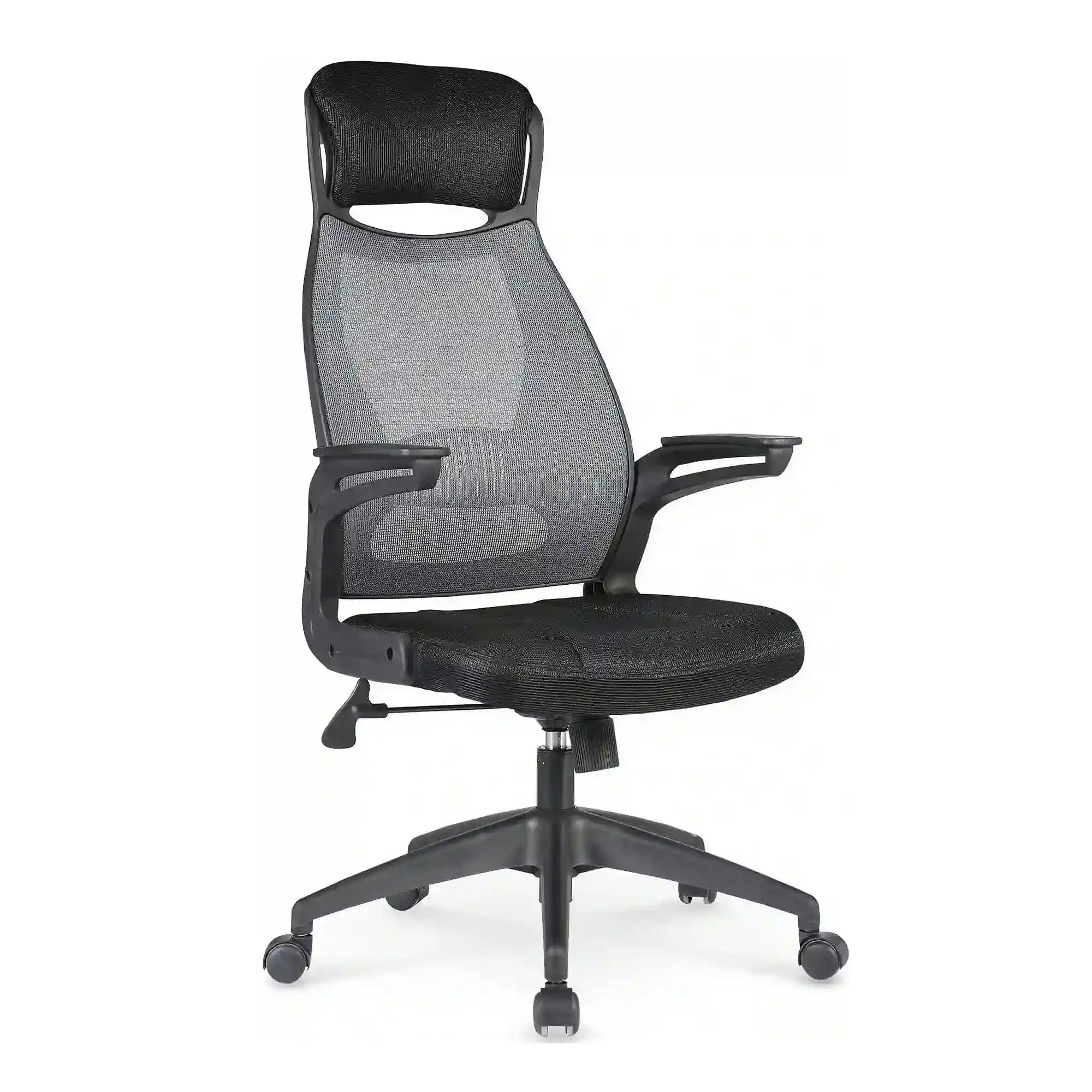 Scaun de birou SOLARIS, negru/gri, stofa mesh/metal/plastic, 58x62x116/124 cm