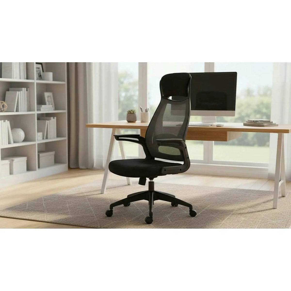 Scaun de birou SOLARIS, negru/gri, stofa mesh/metal/plastic, 58x62x116/124 cm