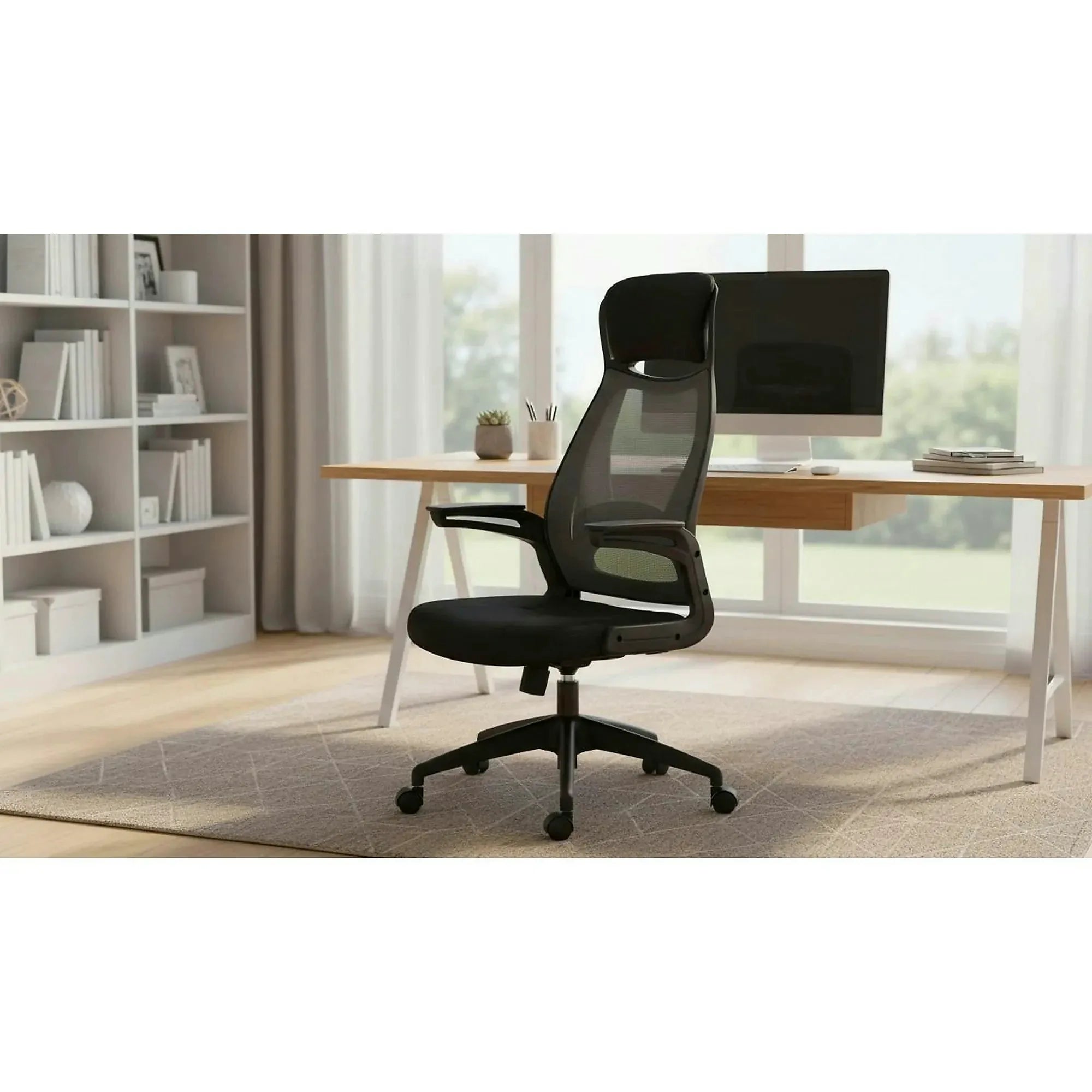Scaun de birou SOLARIS, negru/gri, stofa mesh/metal/plastic, 58x62x116/124 cm