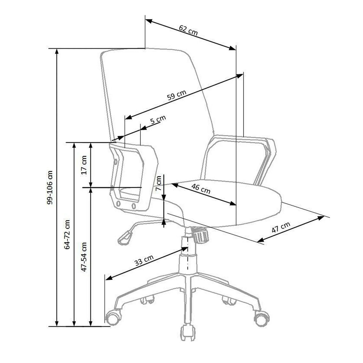 Scaun de birou SPIN 2, grej/alb, stofa clasica/metal, 59x62x99/106 cm