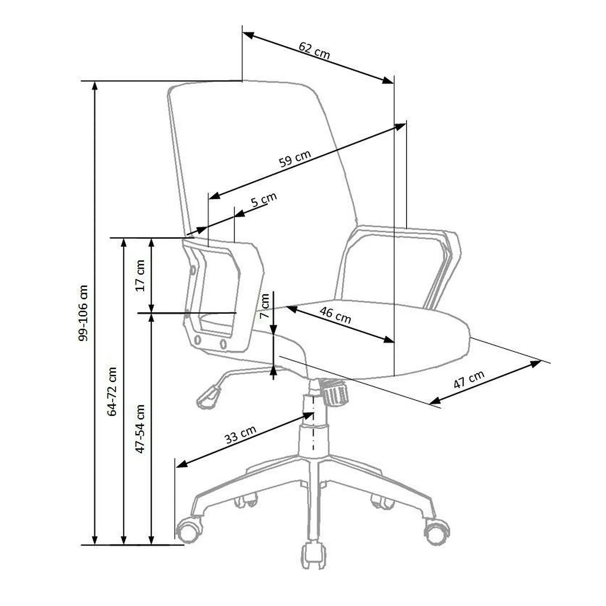Scaun de birou SPIN 2, grej/alb, stofa clasica/metal, 59x62x99/106 cm