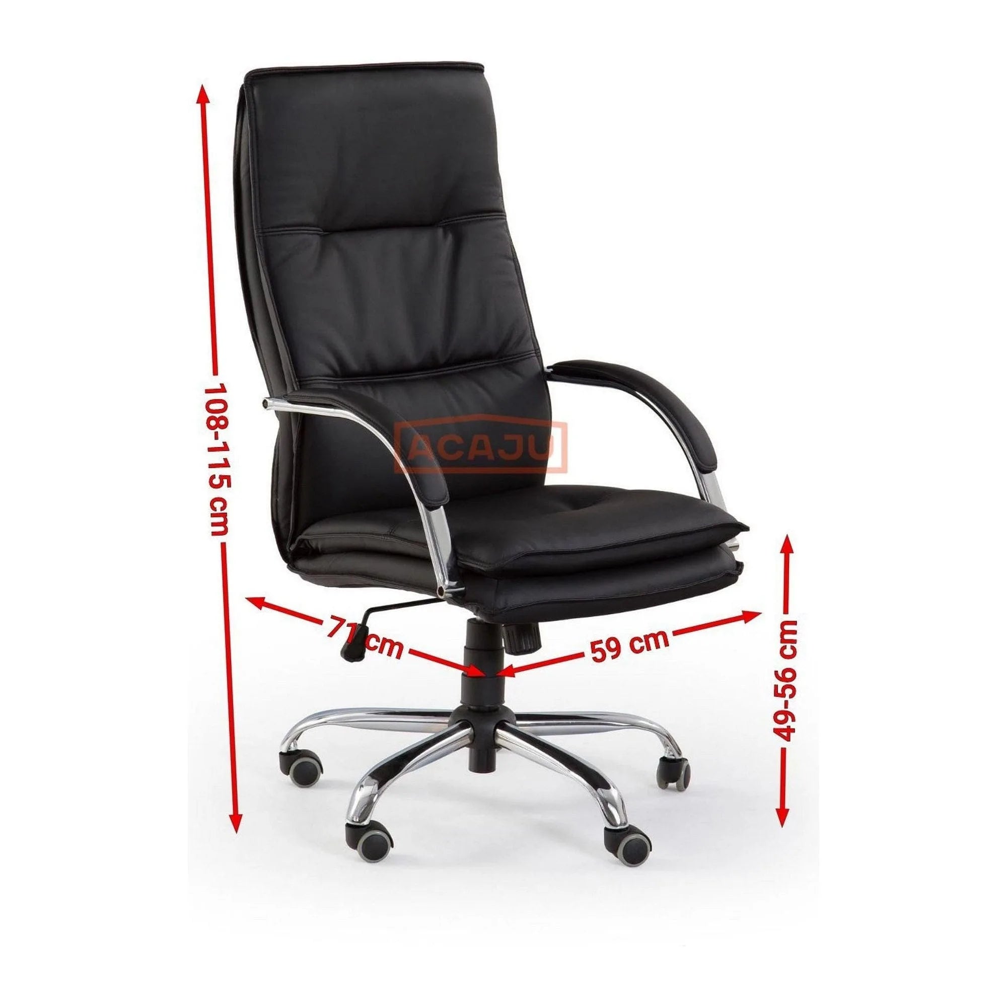 Scaun de birou STANLEY, negru, piele ecologica, 59x71x108/115 cm