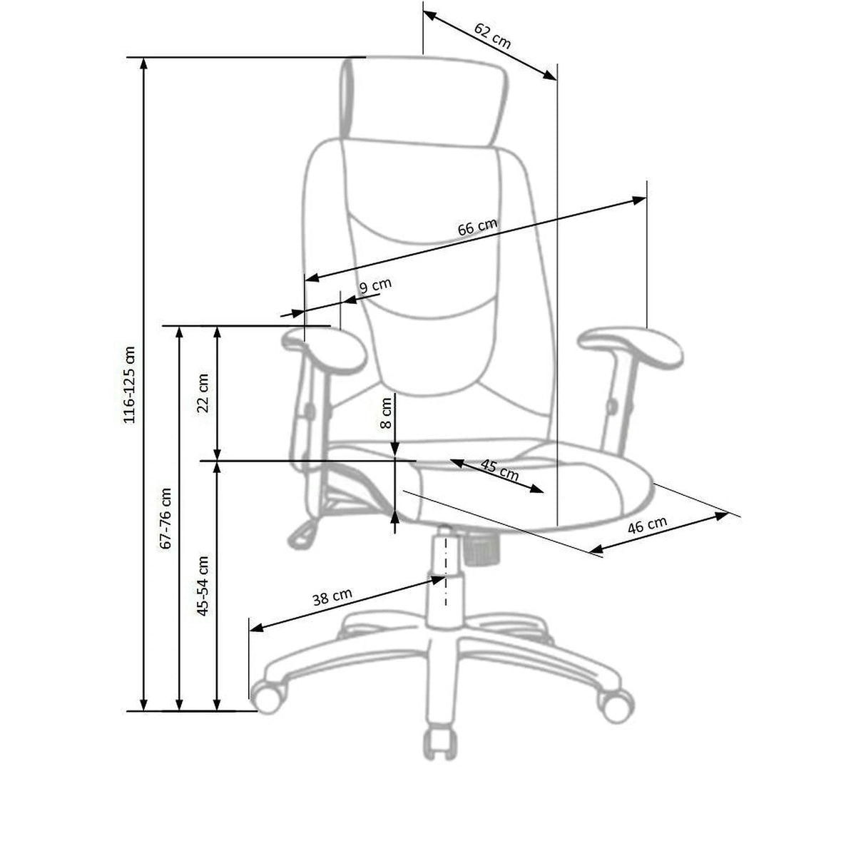 Scaun de birou STILO 2, gri inchis/negru, stofa, 66x49x116/125 cm