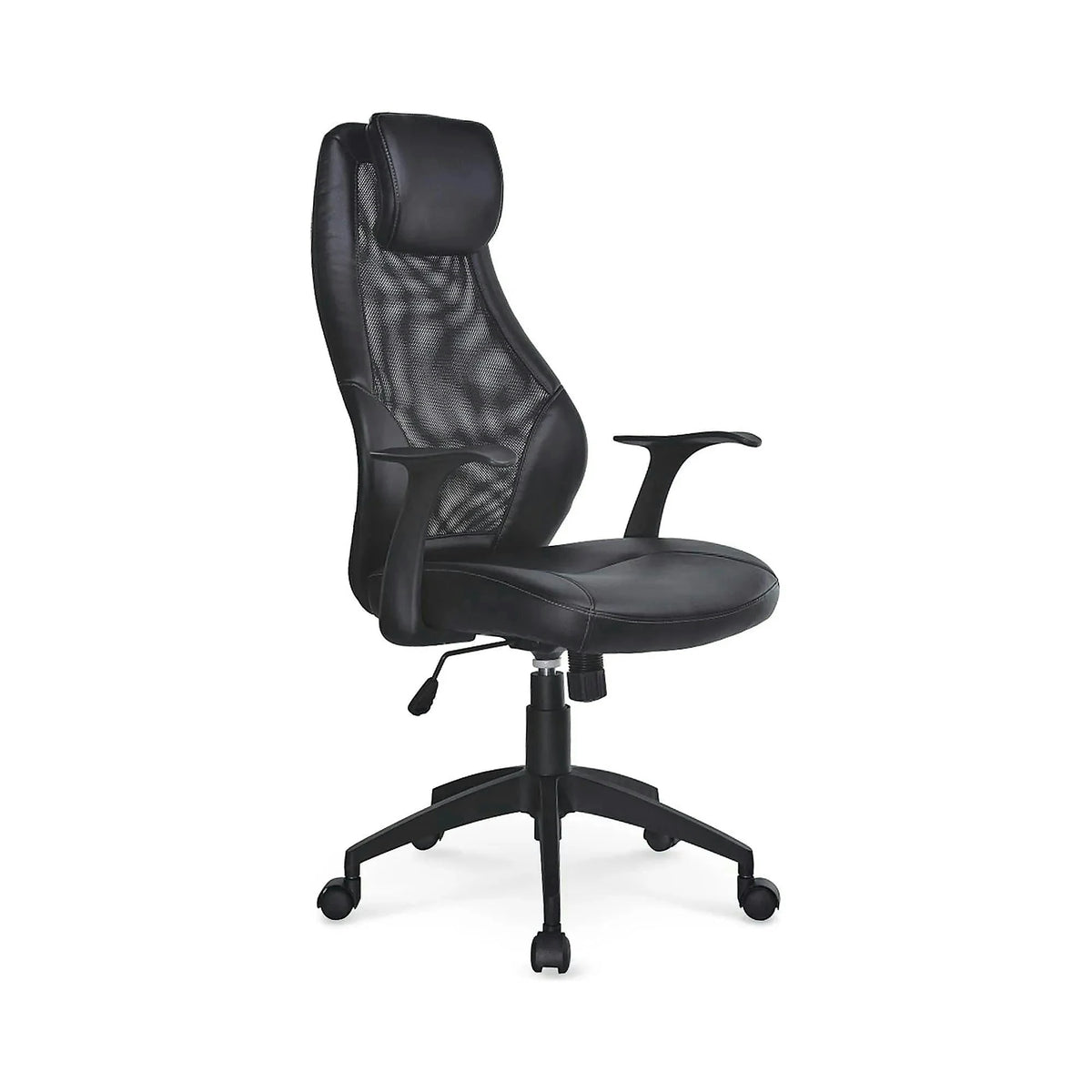 Scaun de birou TORINO, negru, piele ecologica/plasa, 64x63x114/124 cm