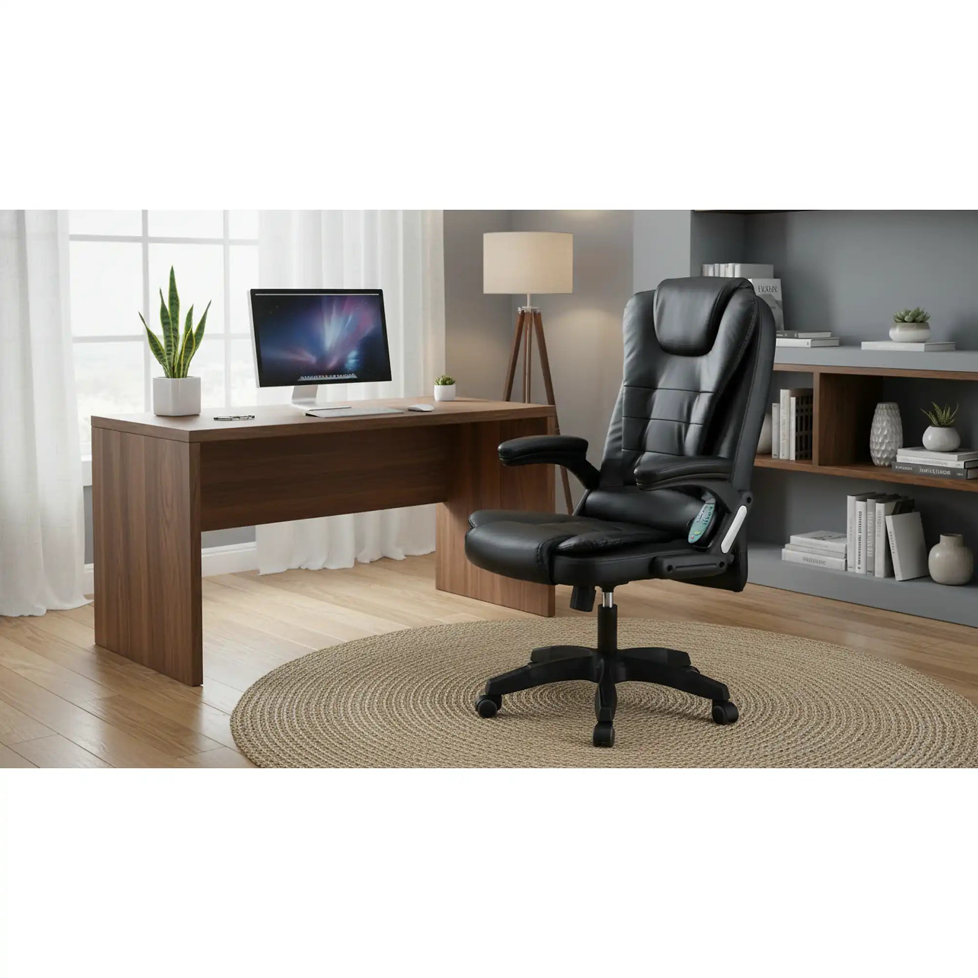 Scaun de birou TYLER NEW, negru, piele ecologica/plastic, 65x71x110/120 cm