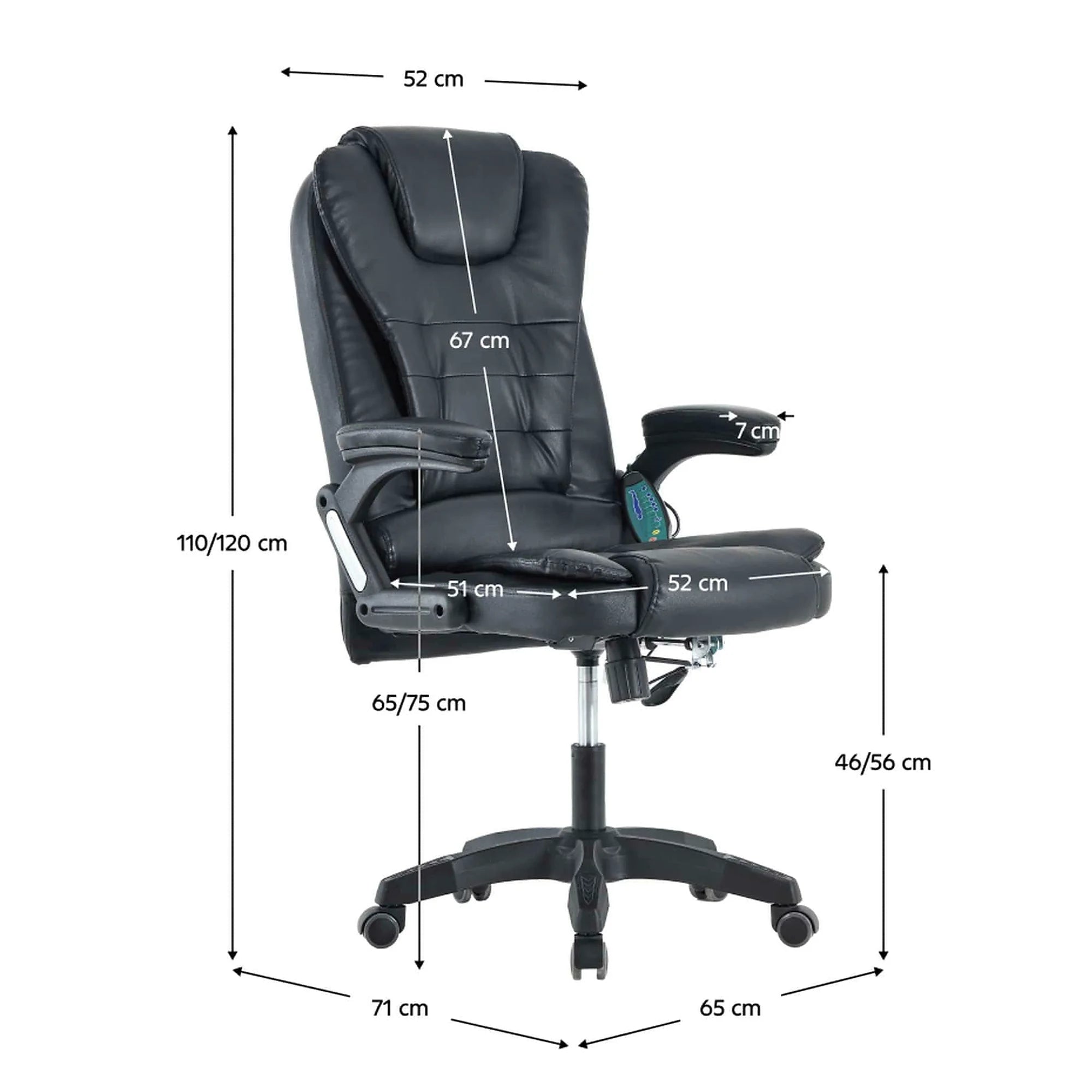 Scaun de birou TYLER NEW, negru, piele ecologica/plastic, 65x71x110/120 cm
