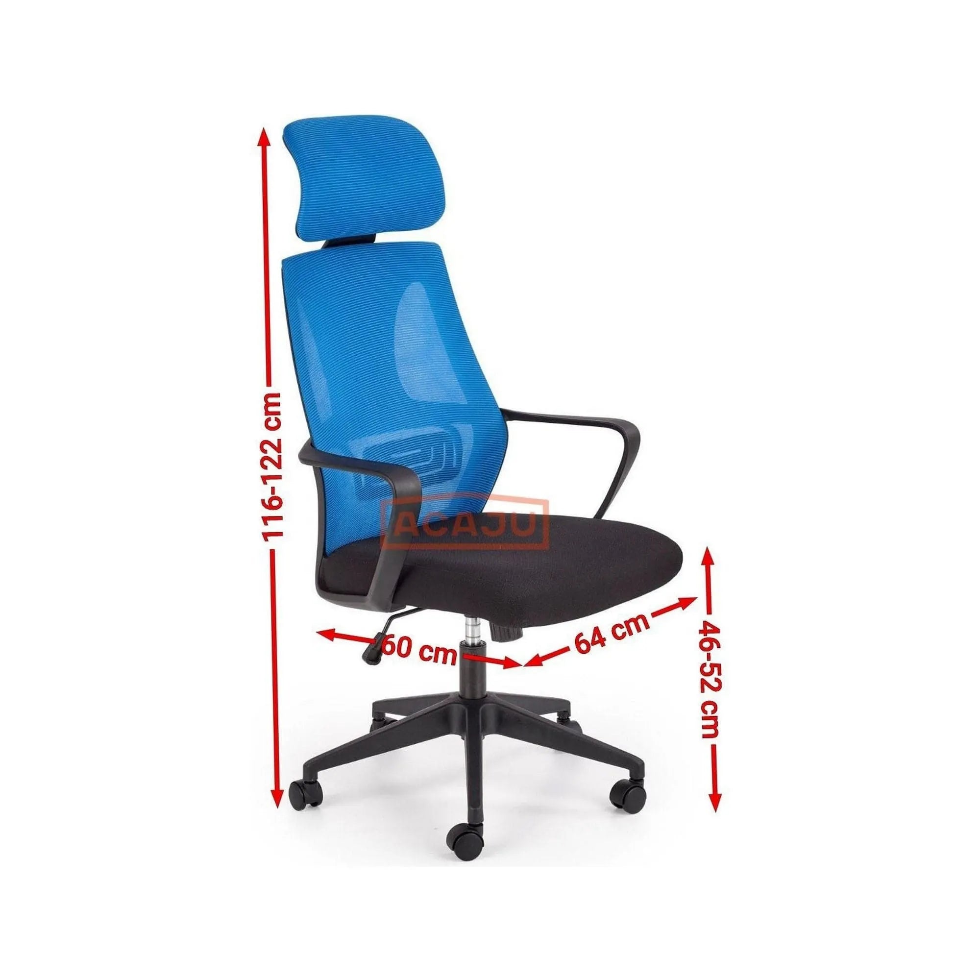 Scaun de birou VALDEZ, negru, stofa/plasa, 64x60x116/122 cm