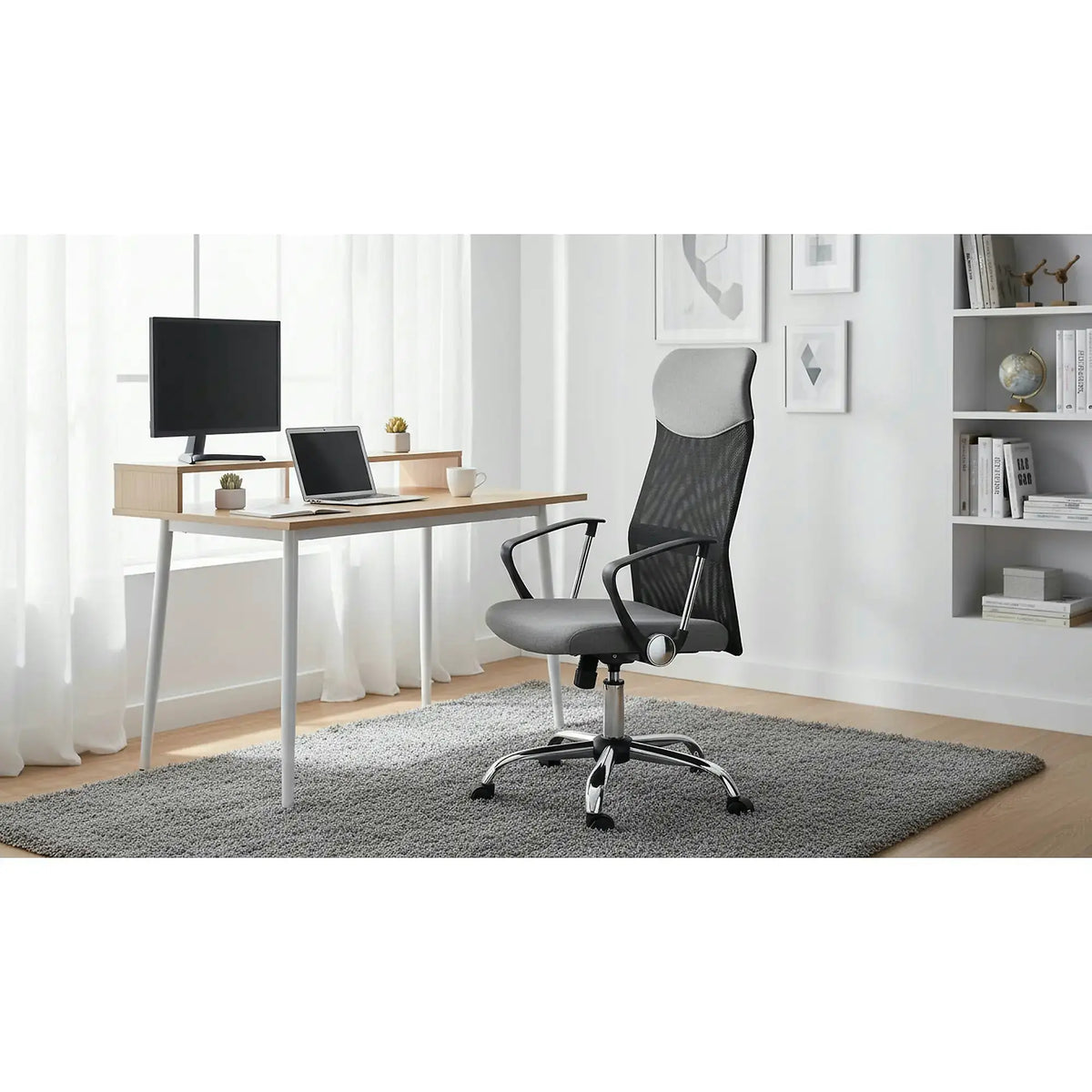 Scaun de birou VIRE II, gri, stofa mesh, 61x63x110/120 cm