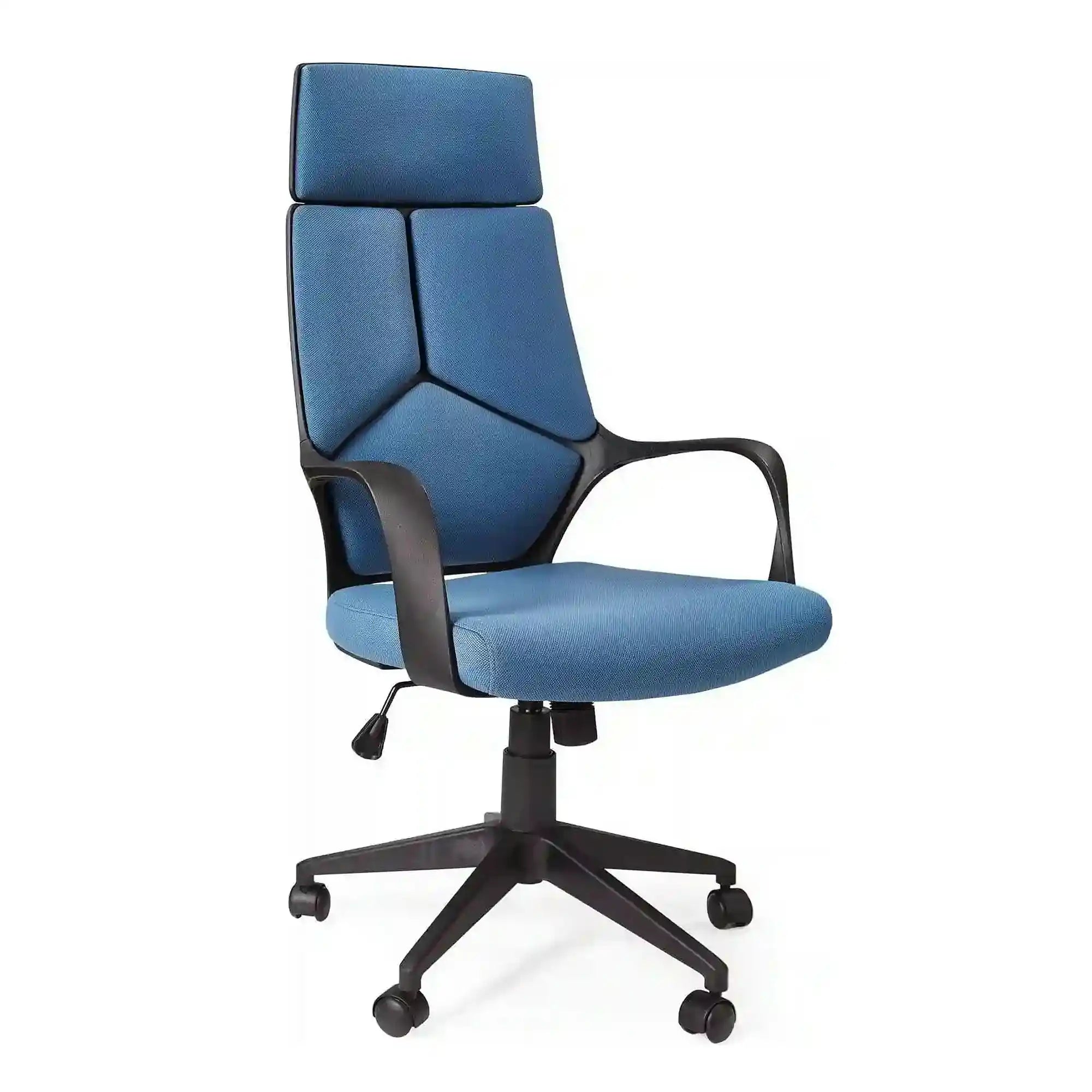 Scaun de birou VOYAGER, albastru/negru, stofa, 64x61x115/125 cm