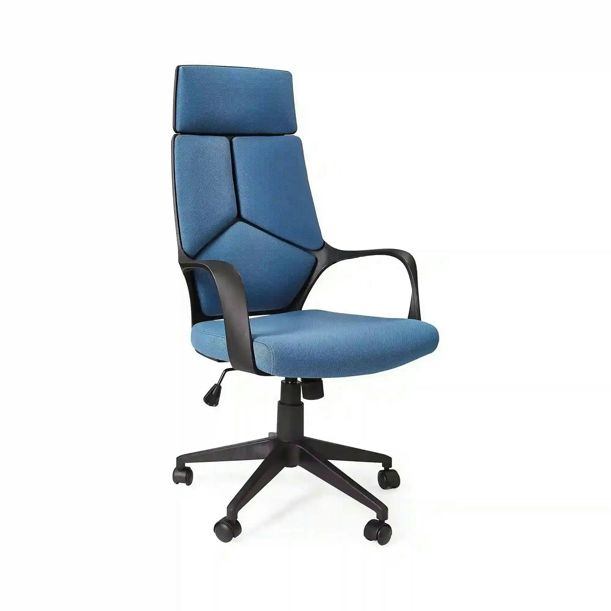 Scaun de birou VOYAGER, albastru/negru, stofa, 64x61x115/125 cm