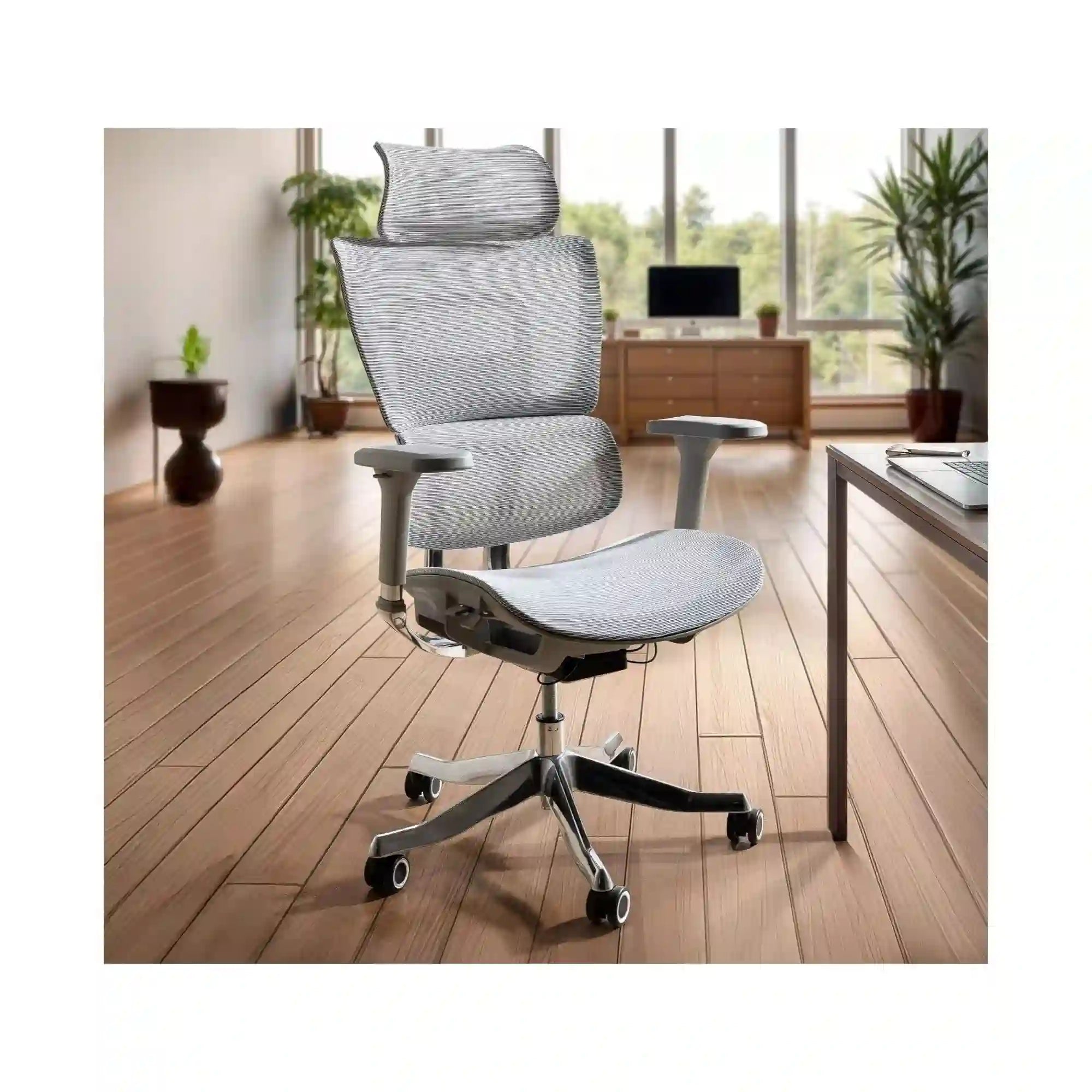 Scaun de birou WINNER LUX, gri/crom, plasa/metal, 64x51x114 cm