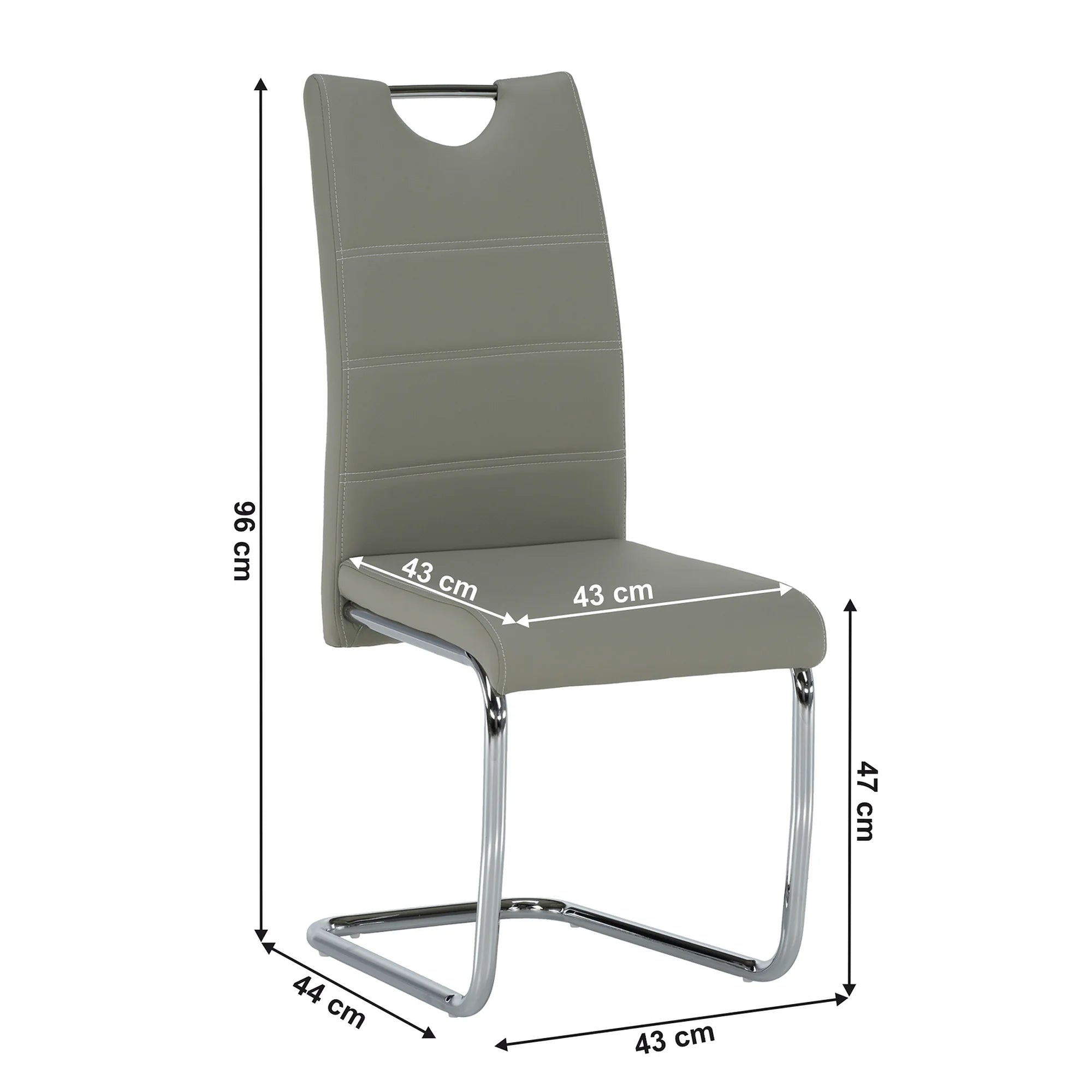 Scaun de bucatarie ABIRA NEW, gri deschis/crom, piele ecologica/metal, 43x44x96 cm