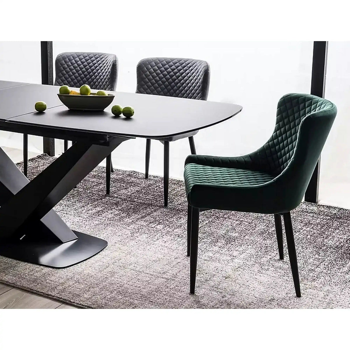 Scaun de dining COLIN B, gri/negru, stofa catifelata/metal, 52x45x82 cm