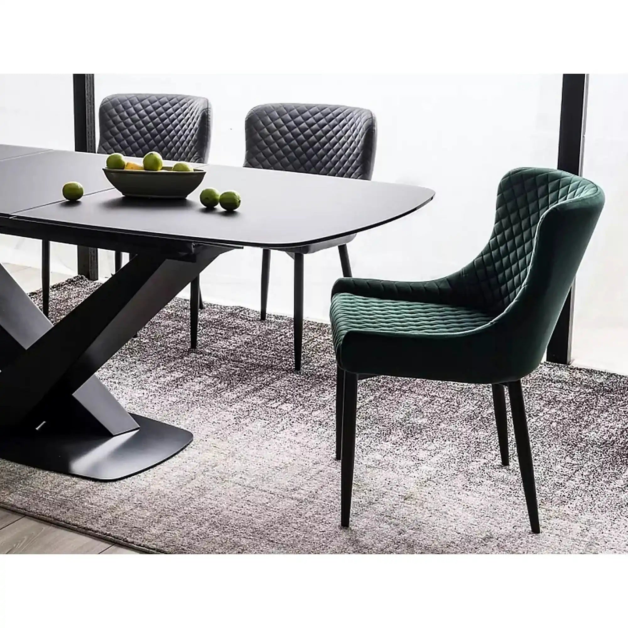 Scaun de dining COLIN B, gri/negru, stofa catifelata/metal, 52x45x82 cm